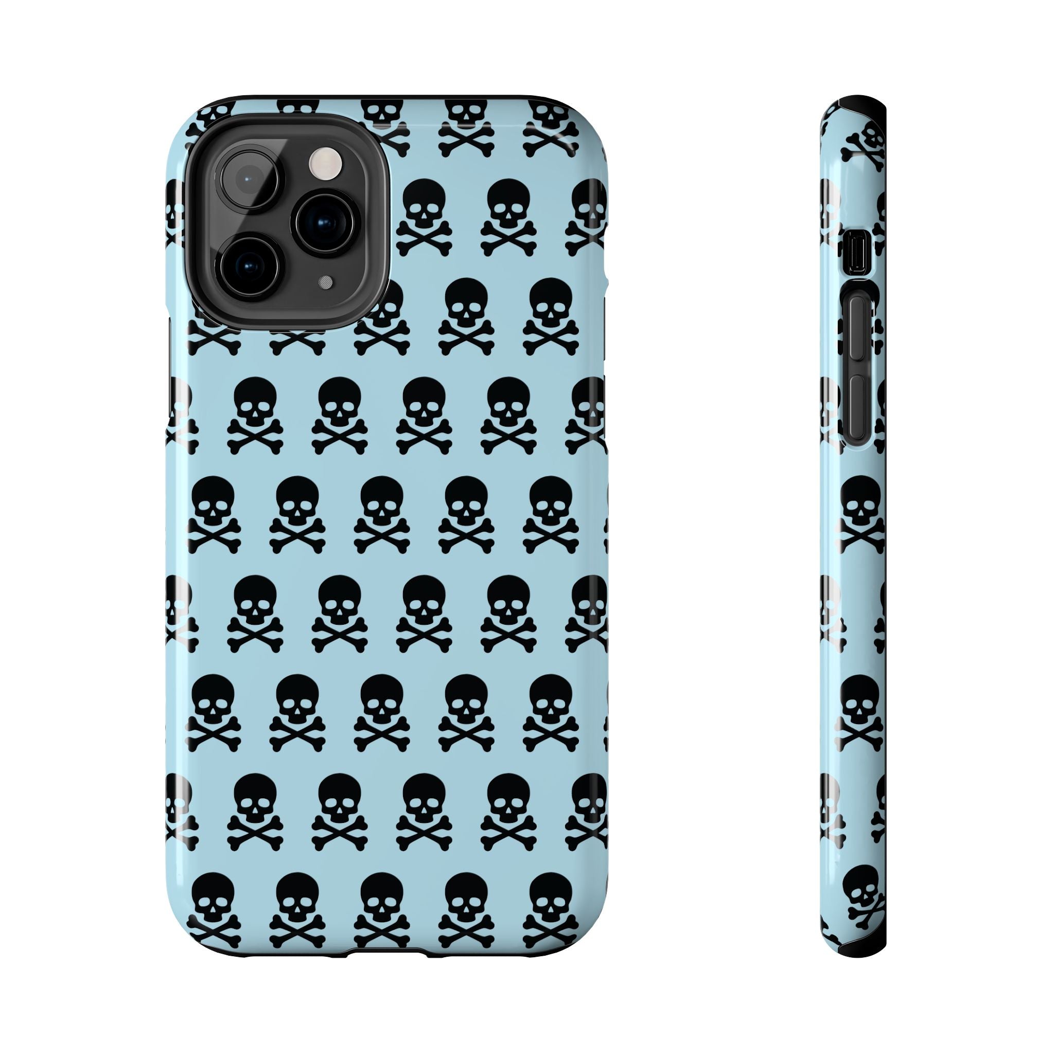 Blue Punk Skull Print Phone Case