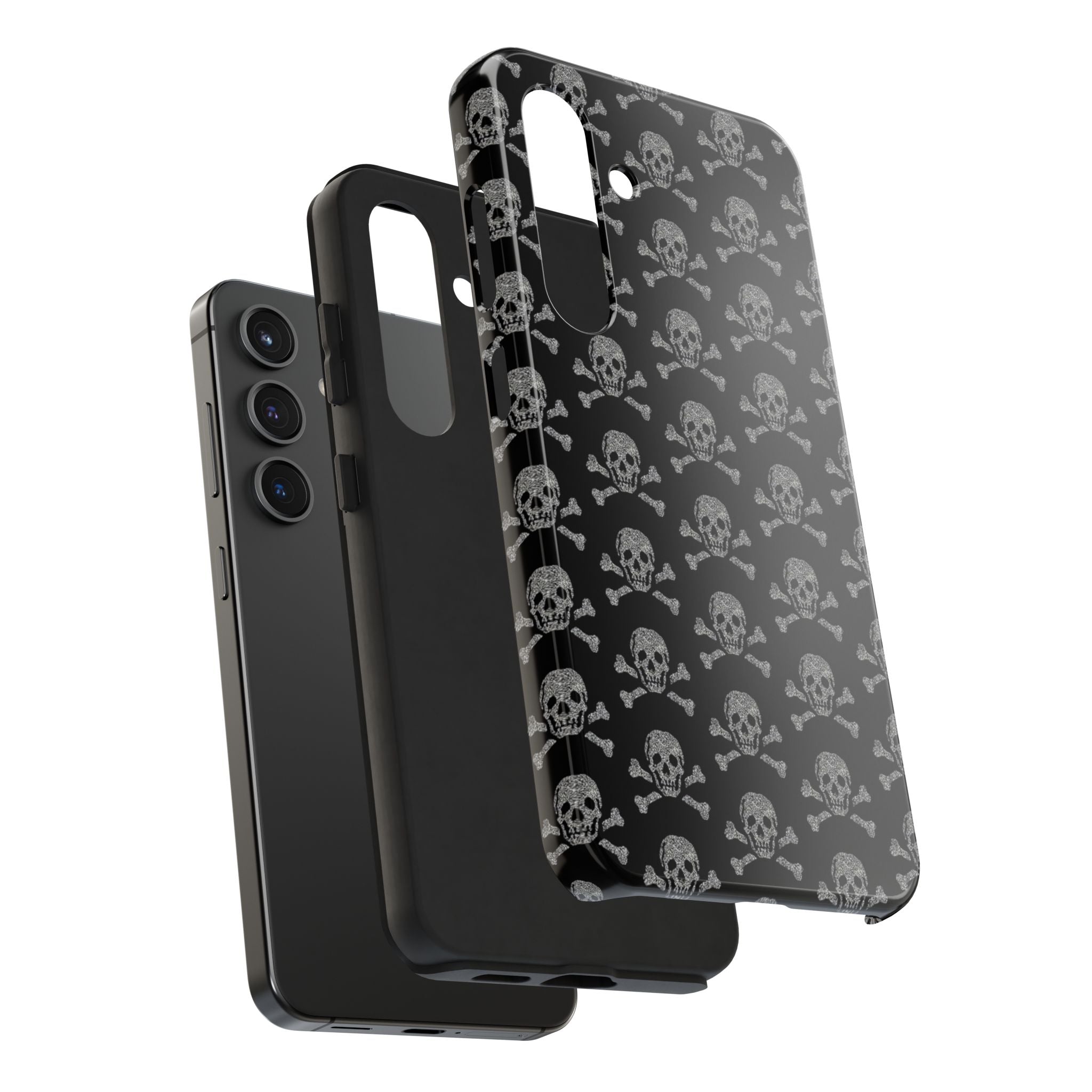 Silver Skull Print Phone Case  - Tough Impact-Resistant Case