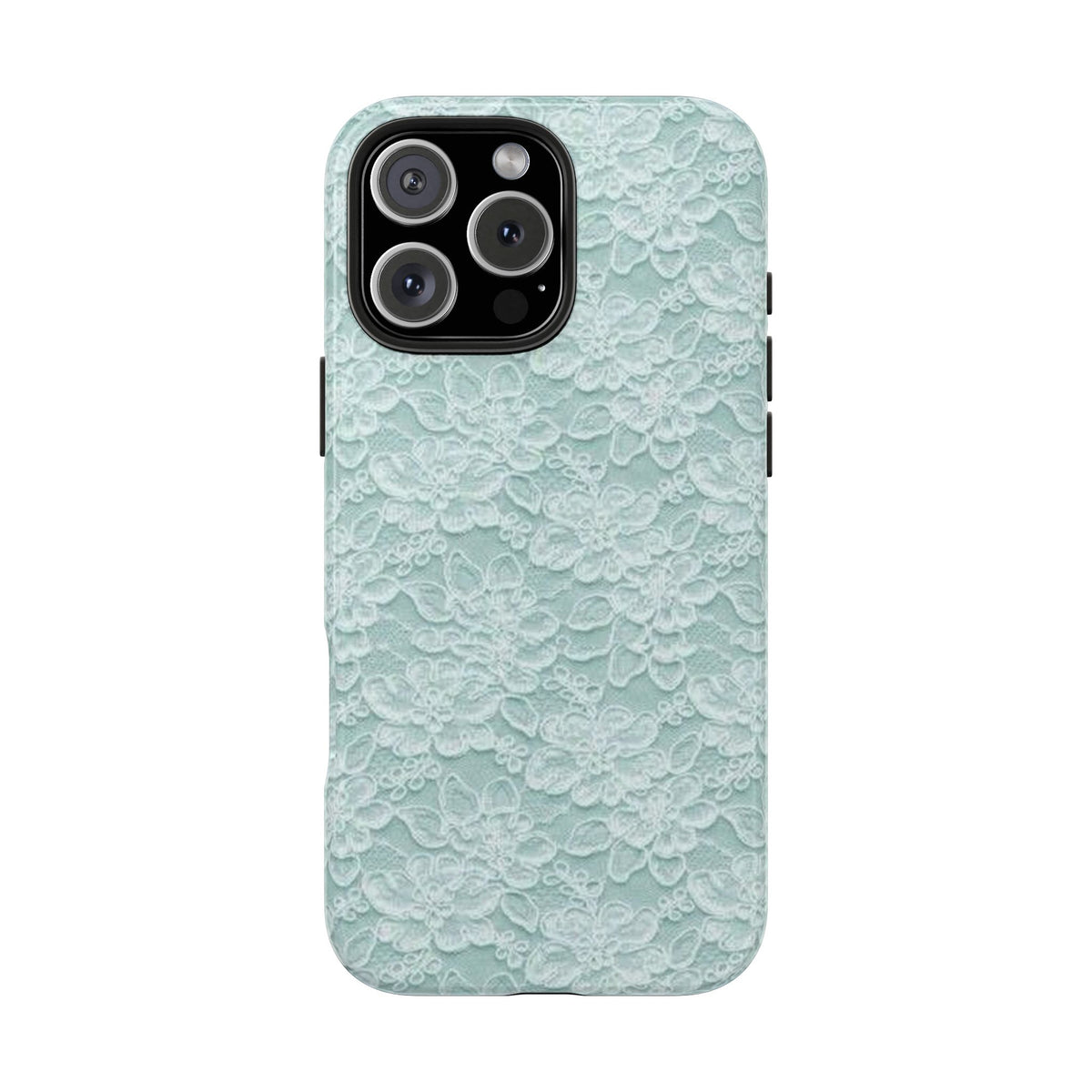 Teal Light Blue Lace Print Pattern Phone Case