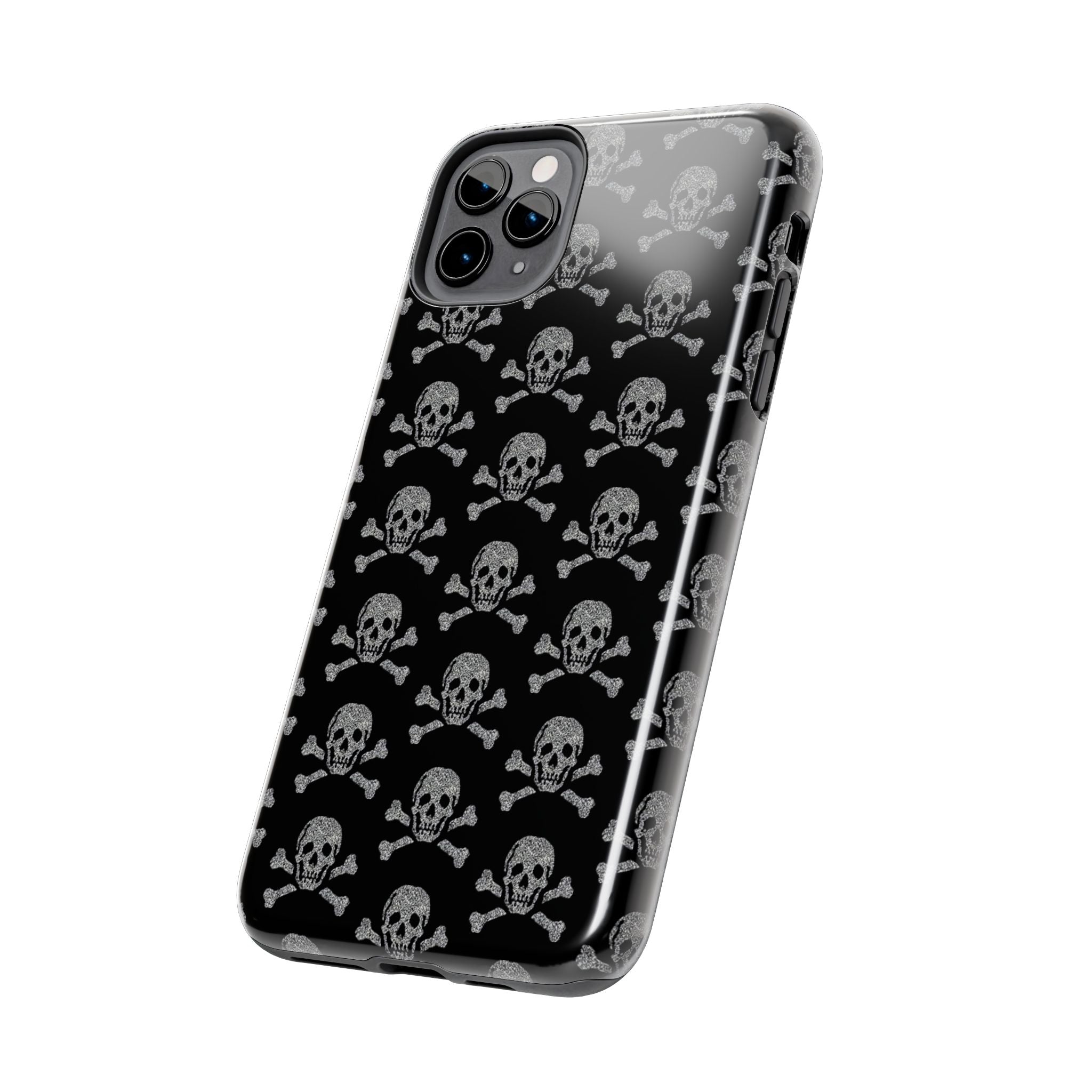 Silver Skull Print Phone Case  - Tough Impact-Resistant Case