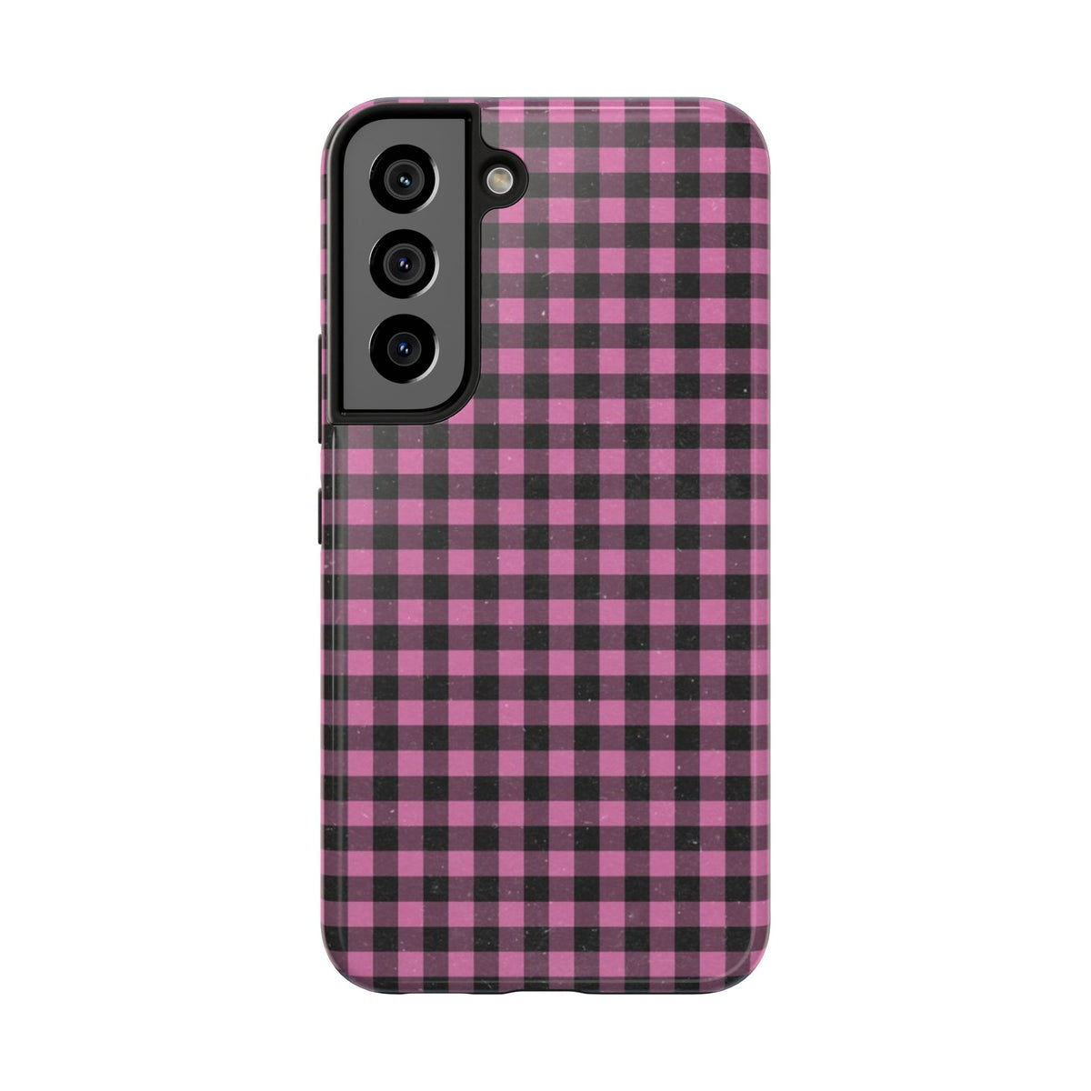 Pink and Black Faded Gingham Plaid Phone Case