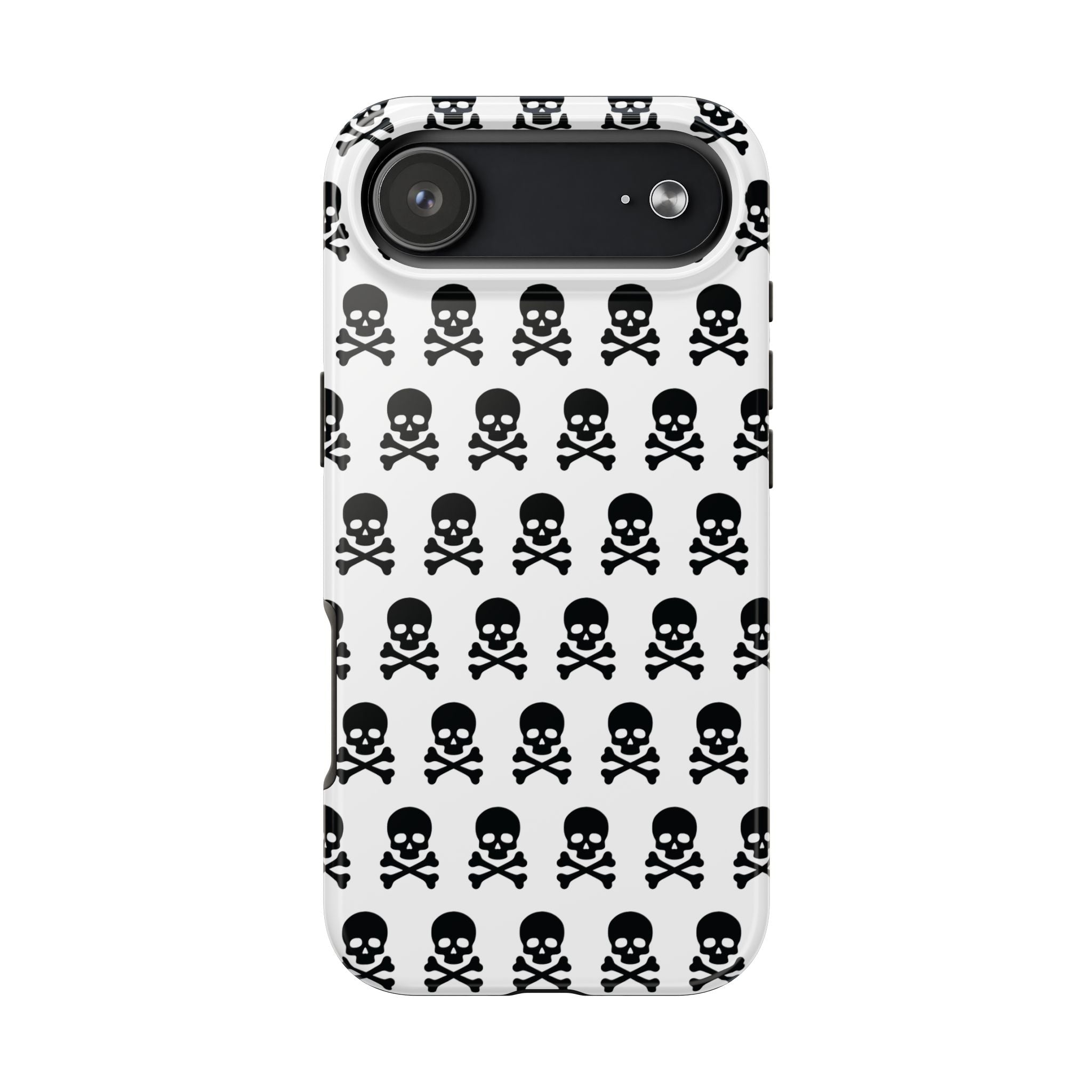 White Punk Skull Print Phone Case