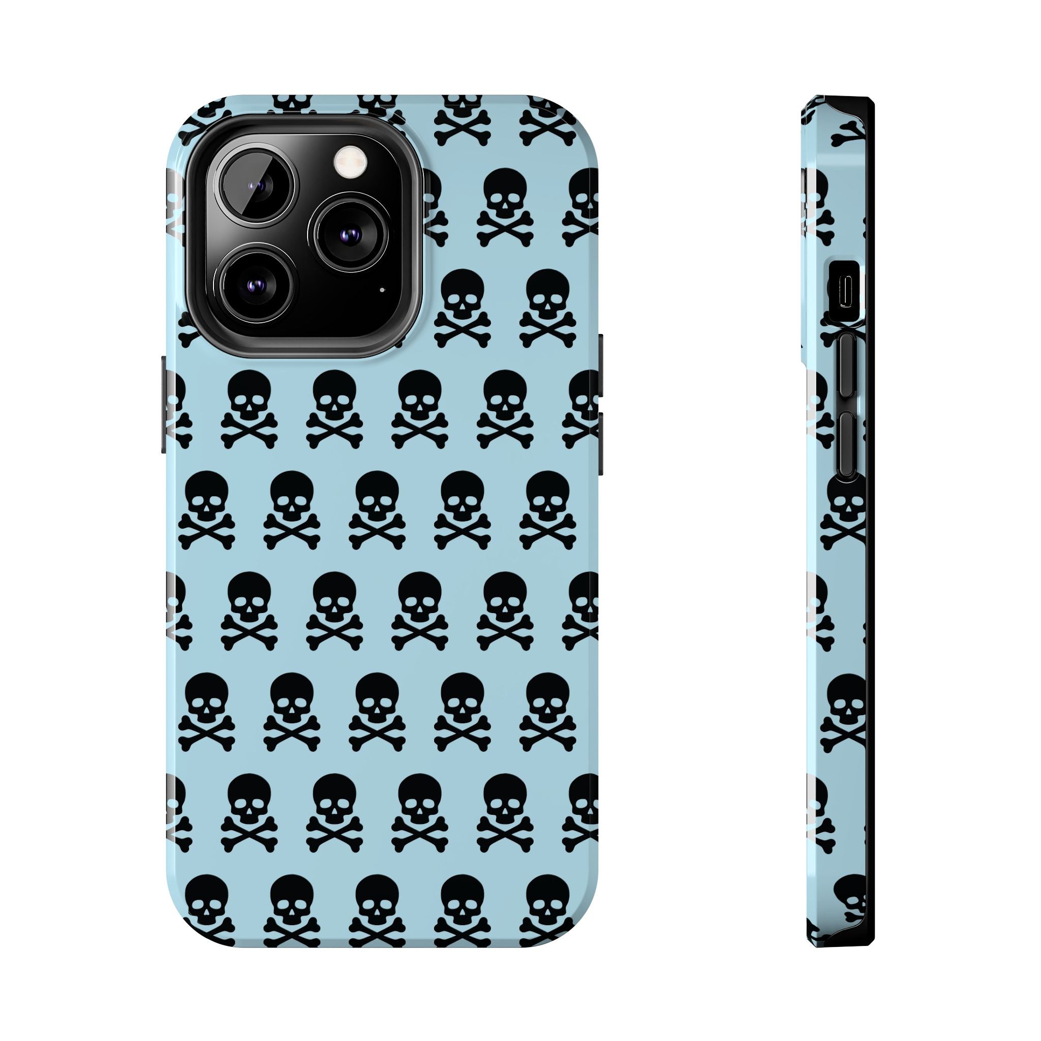 Blue Punk Skull Print Phone Case