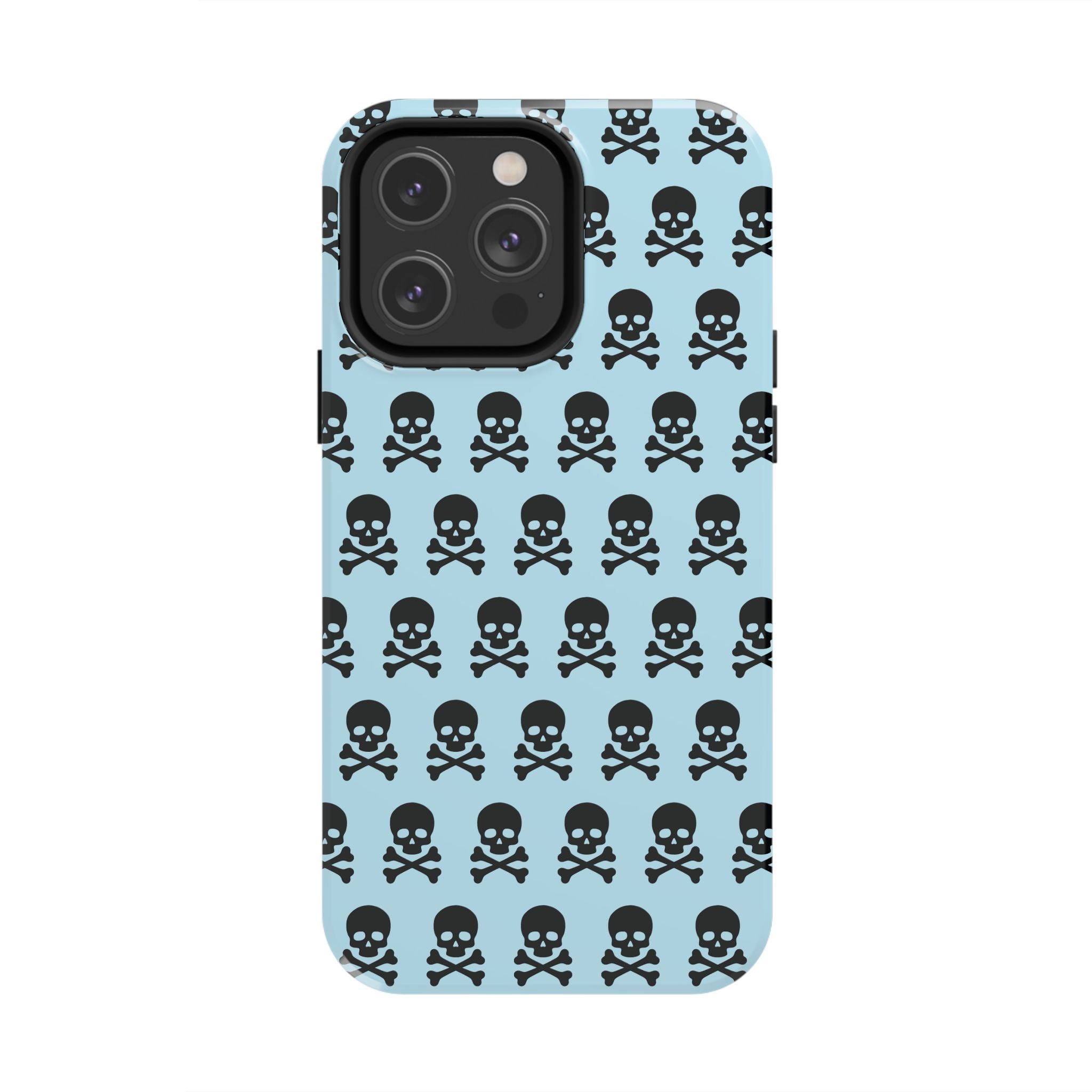 Blue Punk Skull Print Phone Case