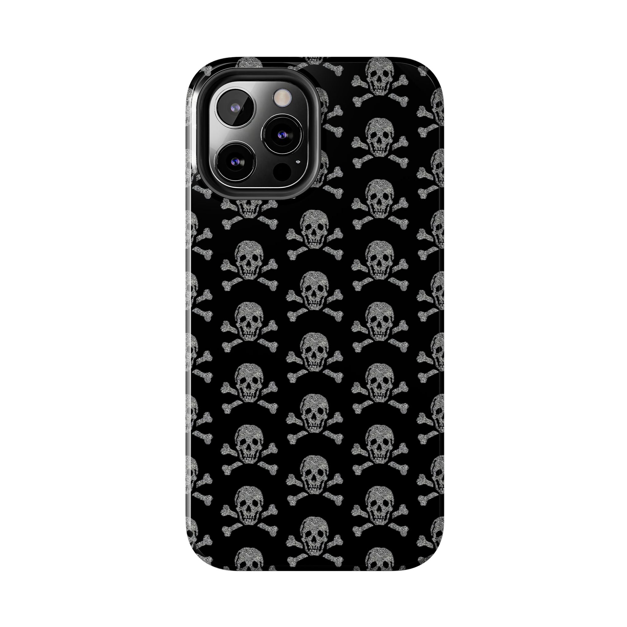 Silver Skull Print Phone Case  - Tough Impact-Resistant Case