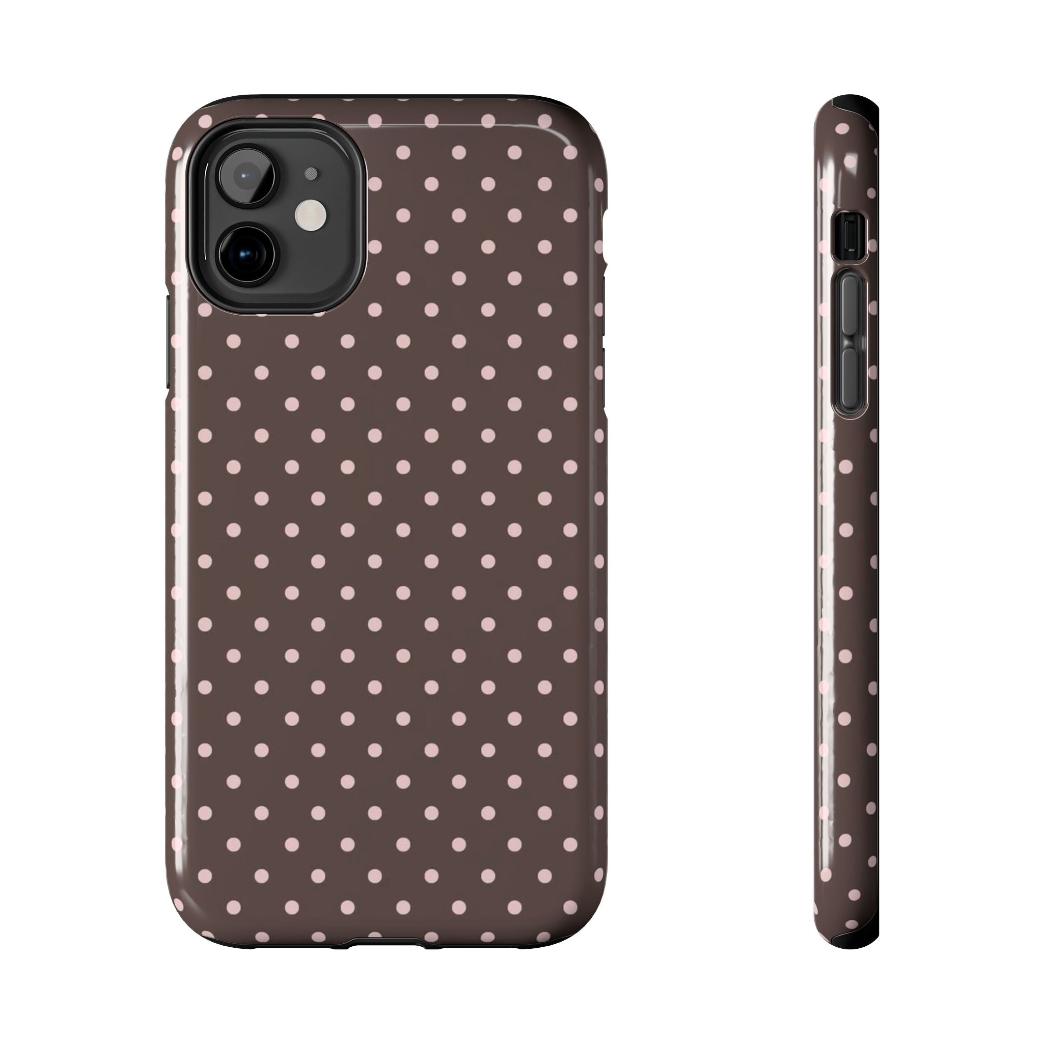 Brown with Pink Dots Phone Case  - Tough Impact-Resistant Case
