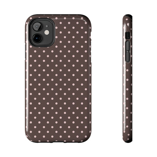 Brown with Pink Dots Phone Case  - Tough Impact-Resistant Case