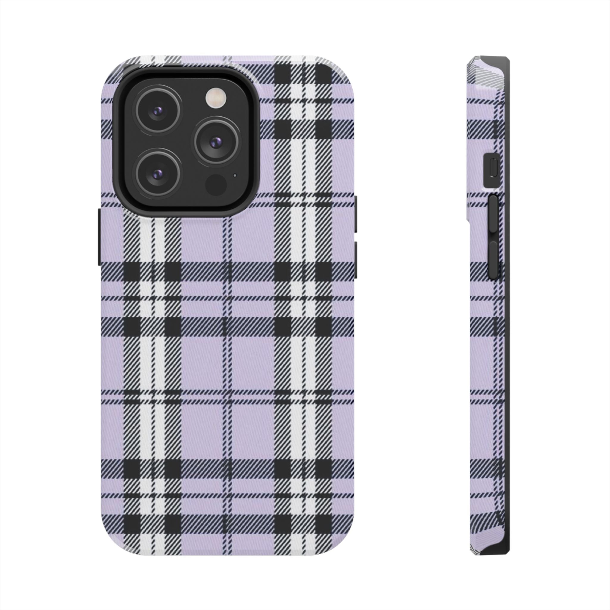 Lavender Light Purple Gingham Plaid Phone Case  - Tough Impact-Resistant Case