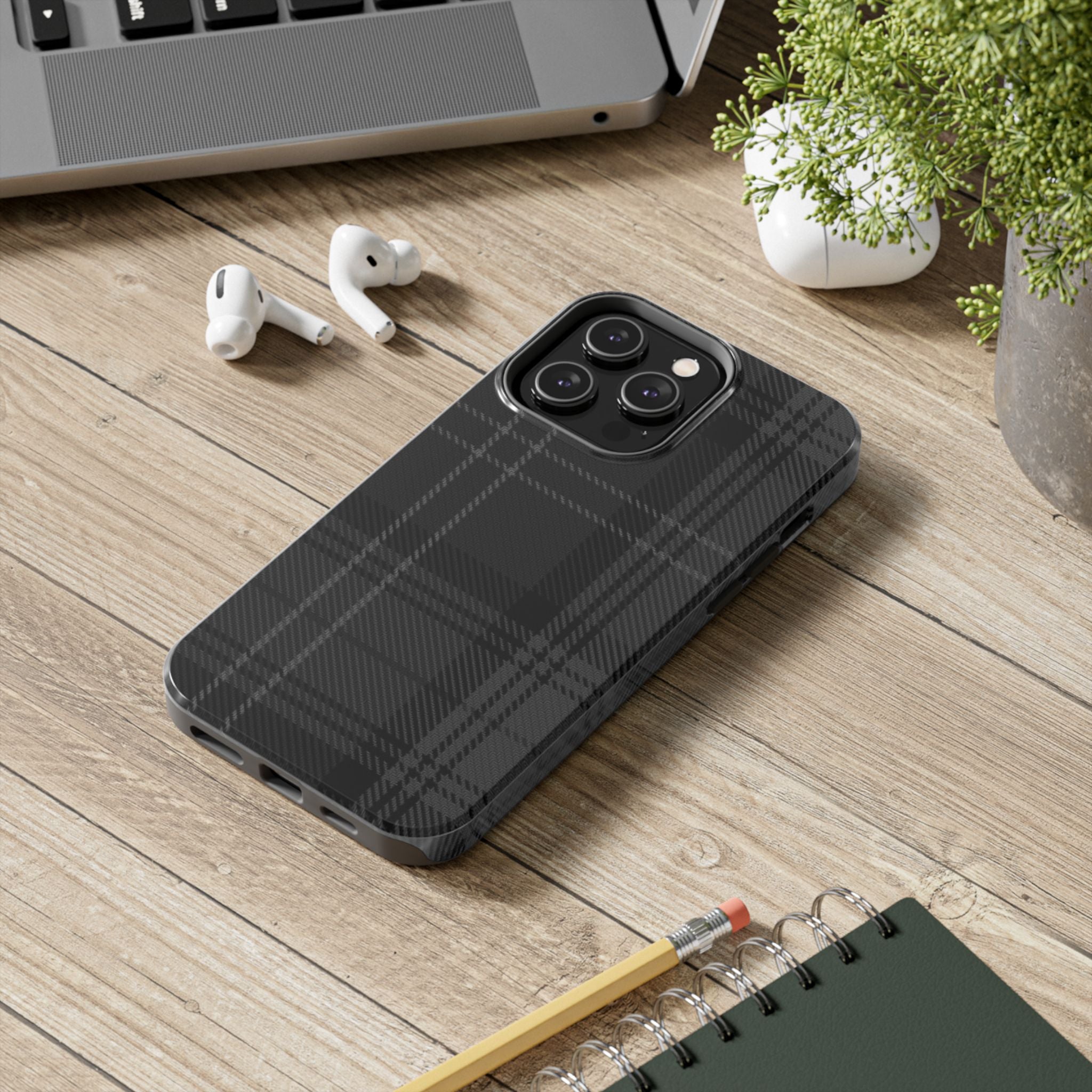 Black Plaid Phone Case  - Tough Impact-Resistant Case