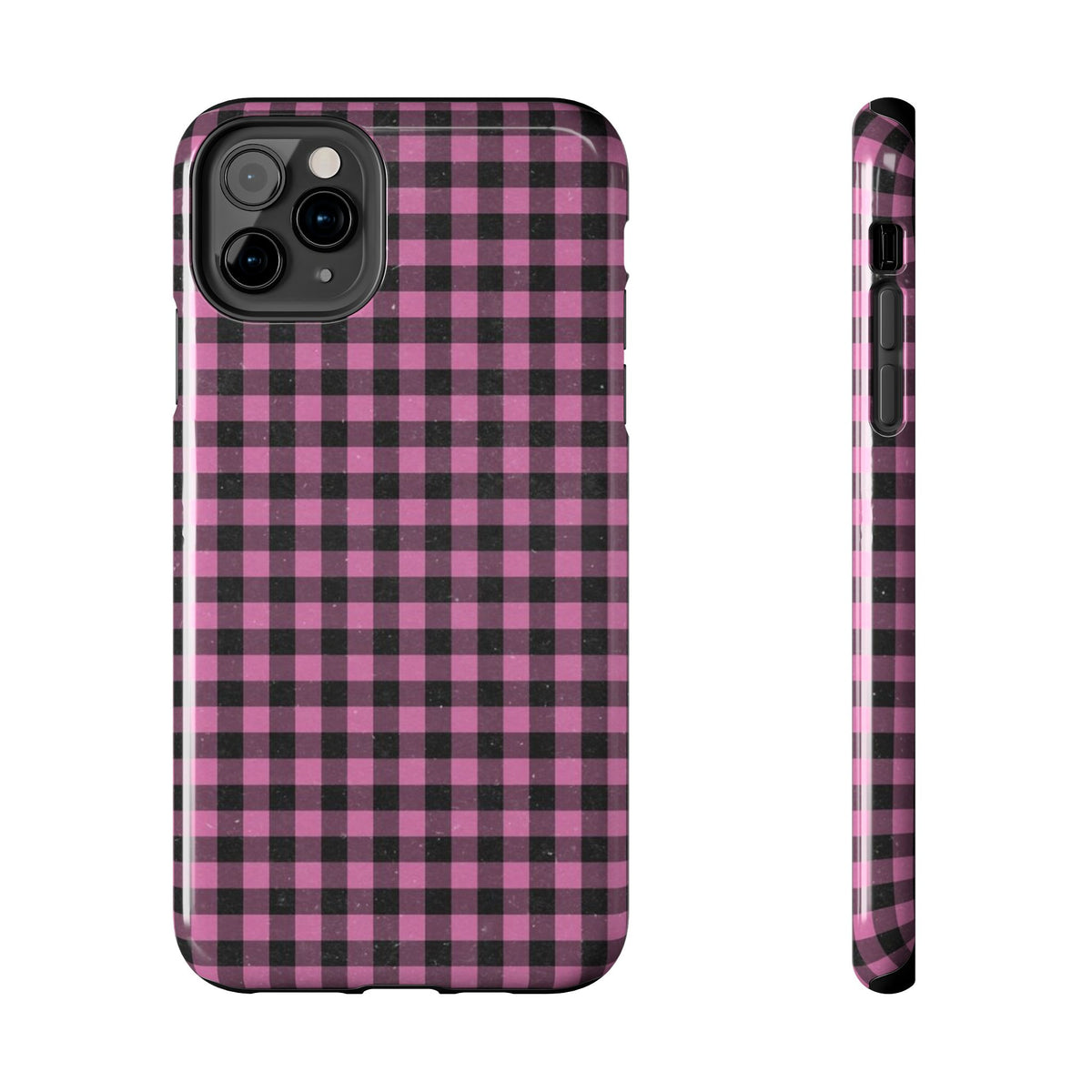 Pink and Black Faded Gingham Plaid Phone Case