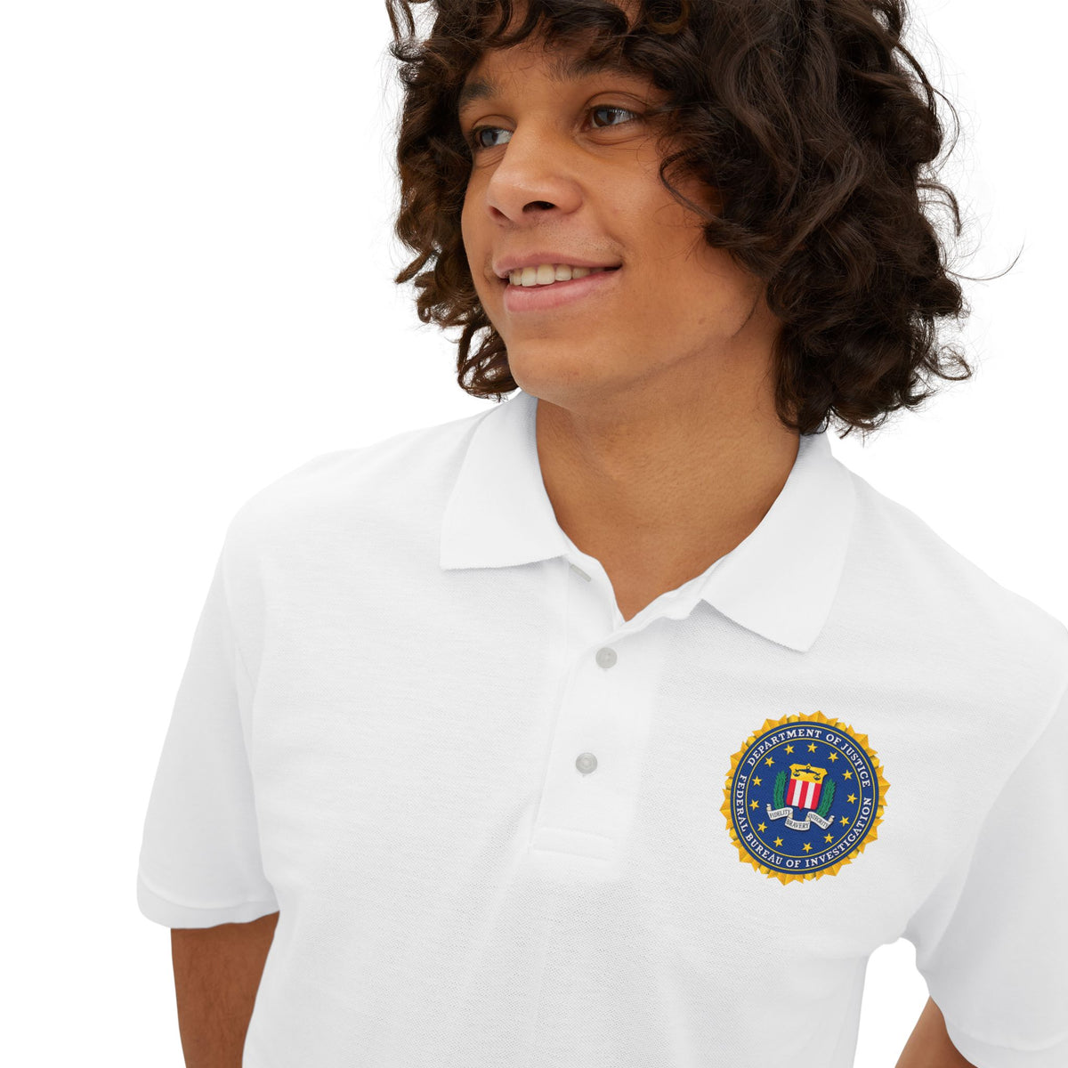 FBI Custom Halloween Polo Shirt Badge Logos on Front and Back - Men's Piqué Polo