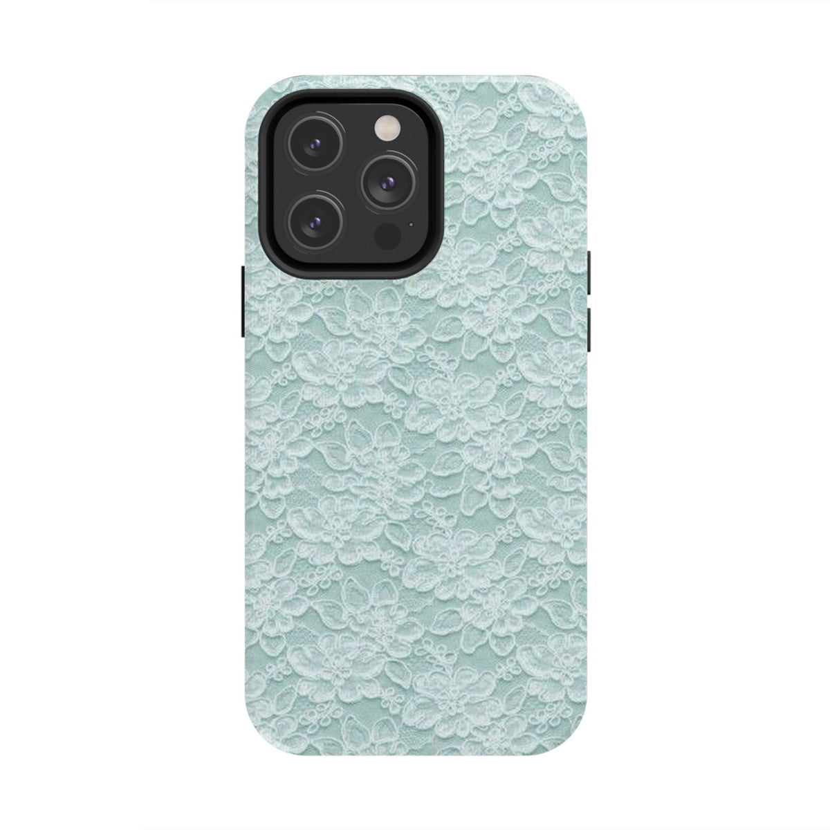 Teal Light Blue Lace Print Pattern Phone Case