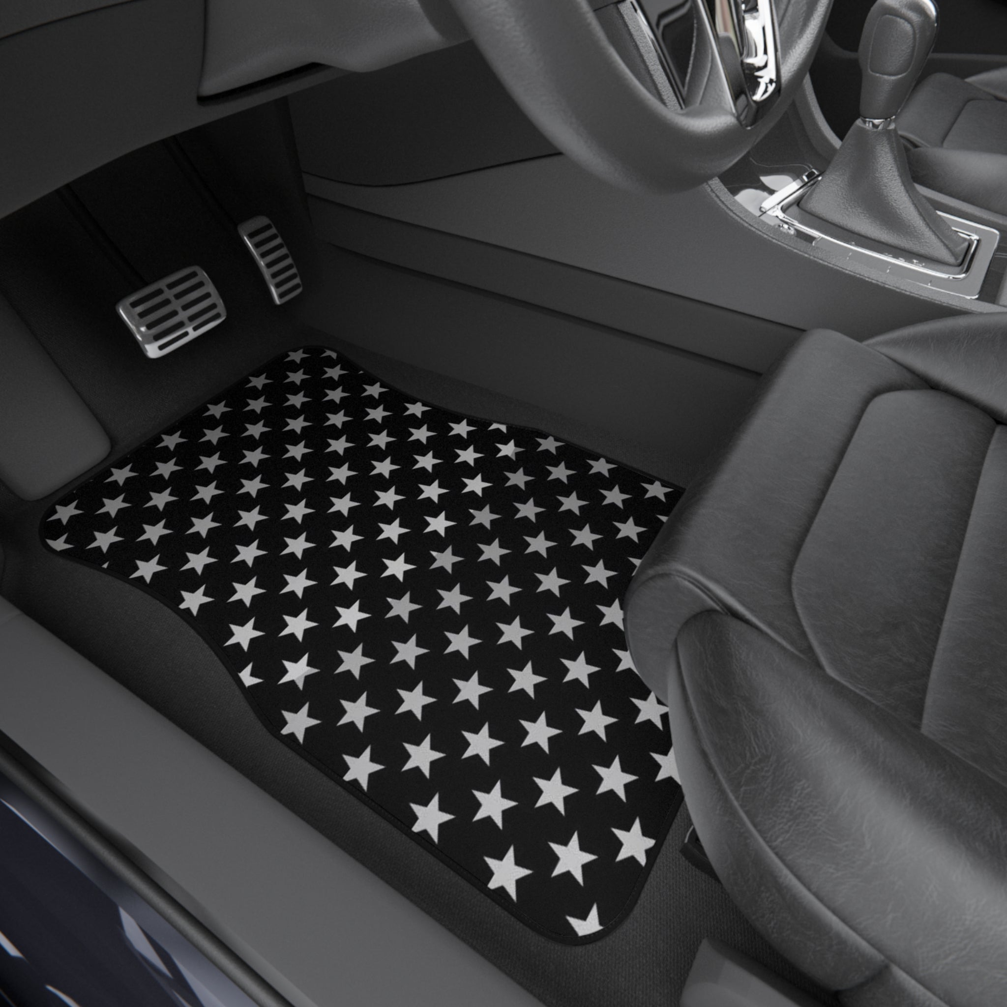 Black & White Stars - Front Floor Mats Set of 2