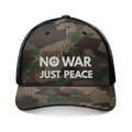 NO WAR JUST PEACE Camouflage Trucker Hat with Embroidery