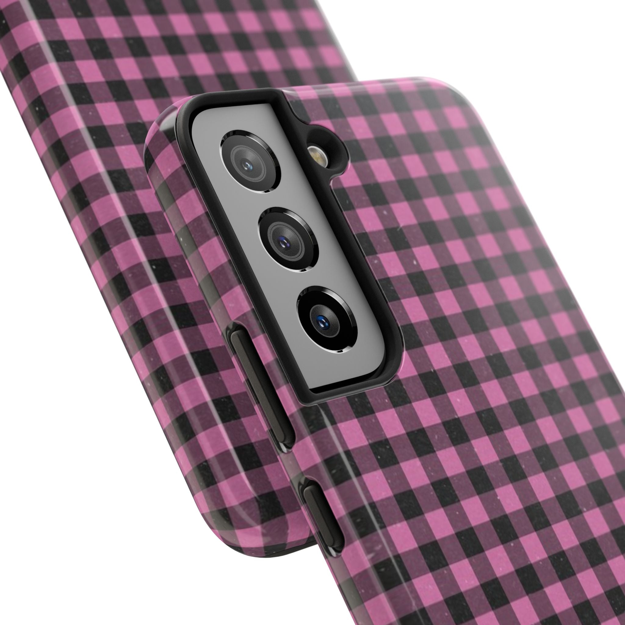 Pink and Black Faded Gingham Plaid Phone Case