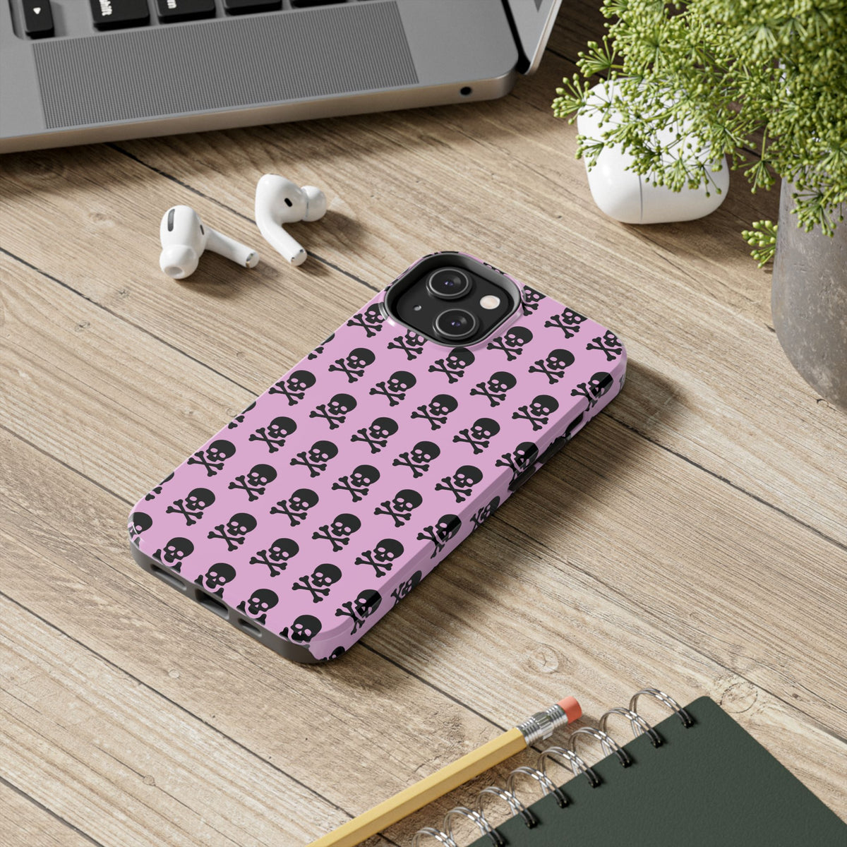 Pink Punk Skull Print Phone Case