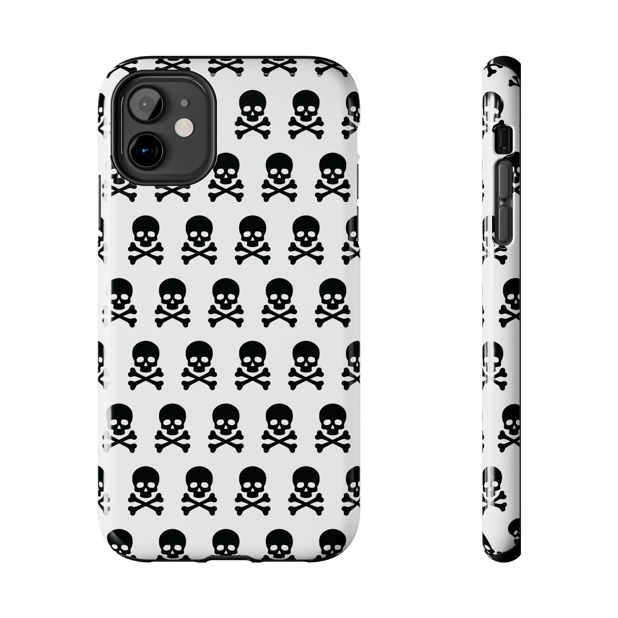 White Punk Skull Print Phone Case
