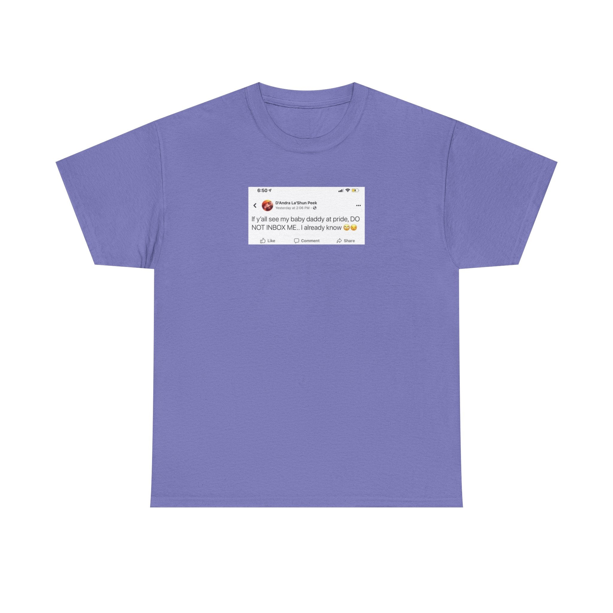 If you see my baby daddy at pride do not message me 100% Cotton Tee