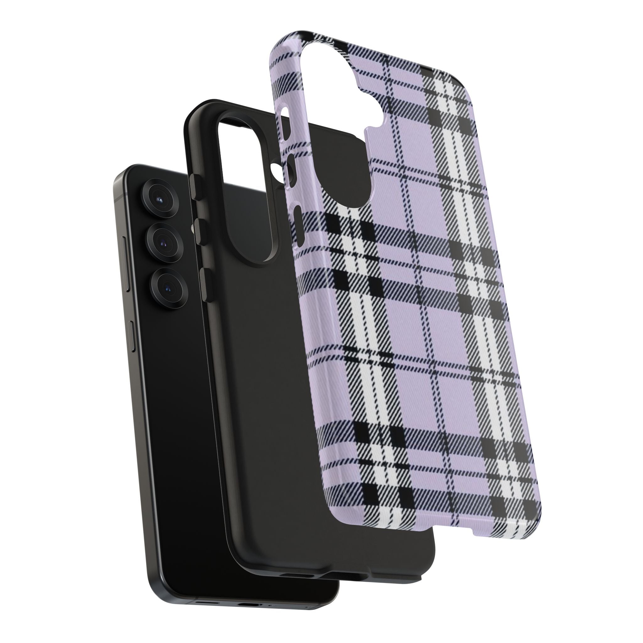 Lavender Light Purple Gingham Plaid Phone Case  - Tough Impact-Resistant Case