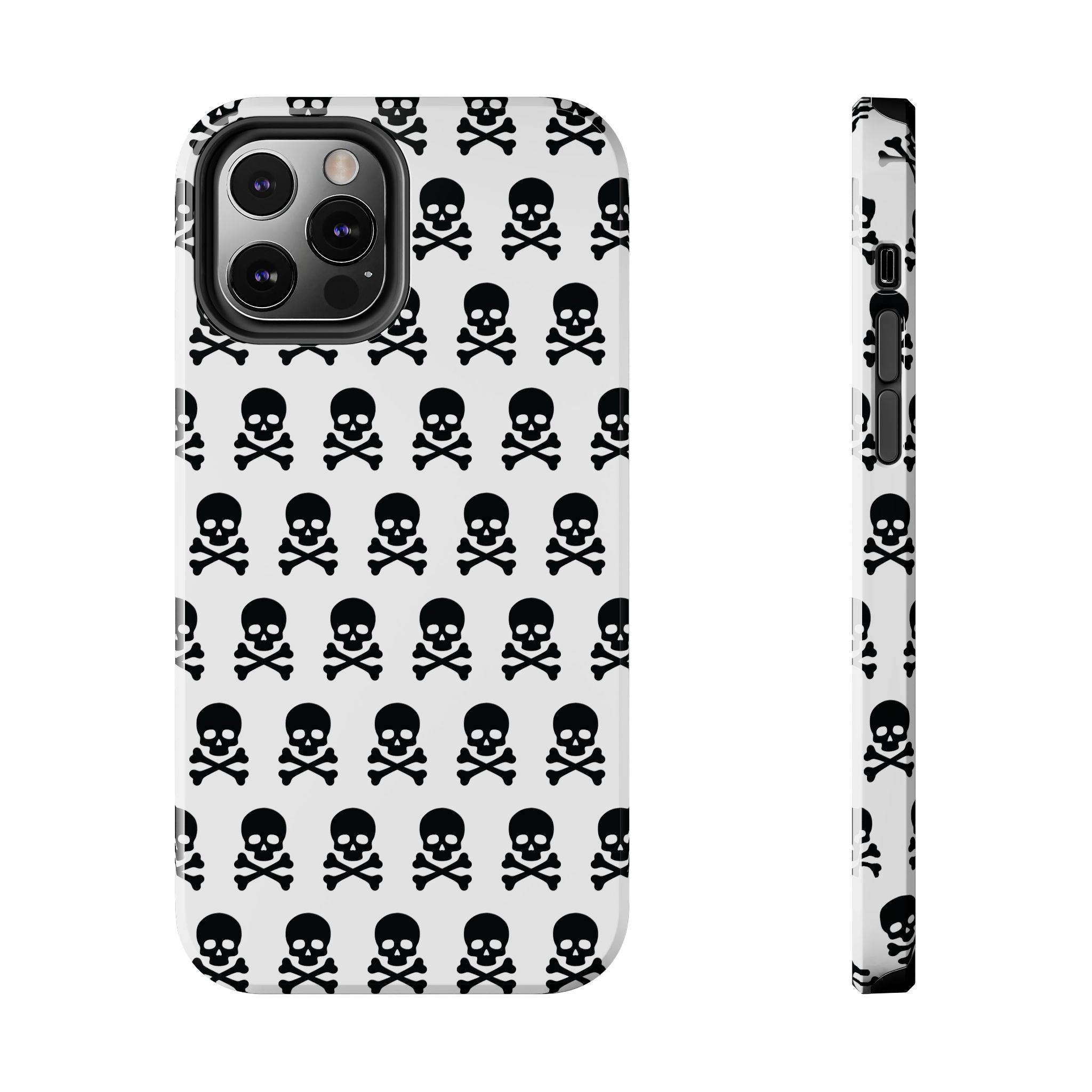 White Punk Skull Print Phone Case
