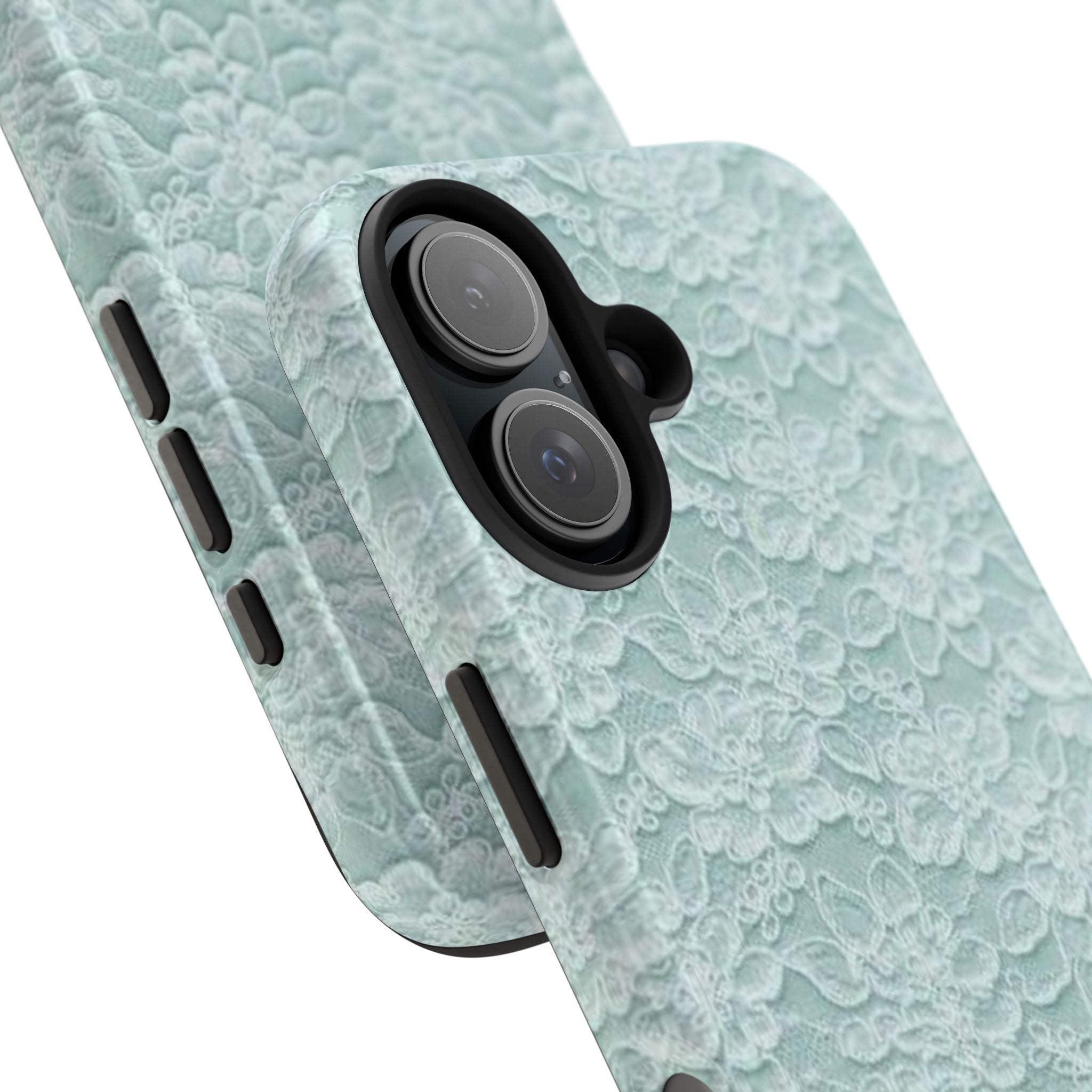 Teal Light Blue Lace Print Pattern Phone Case