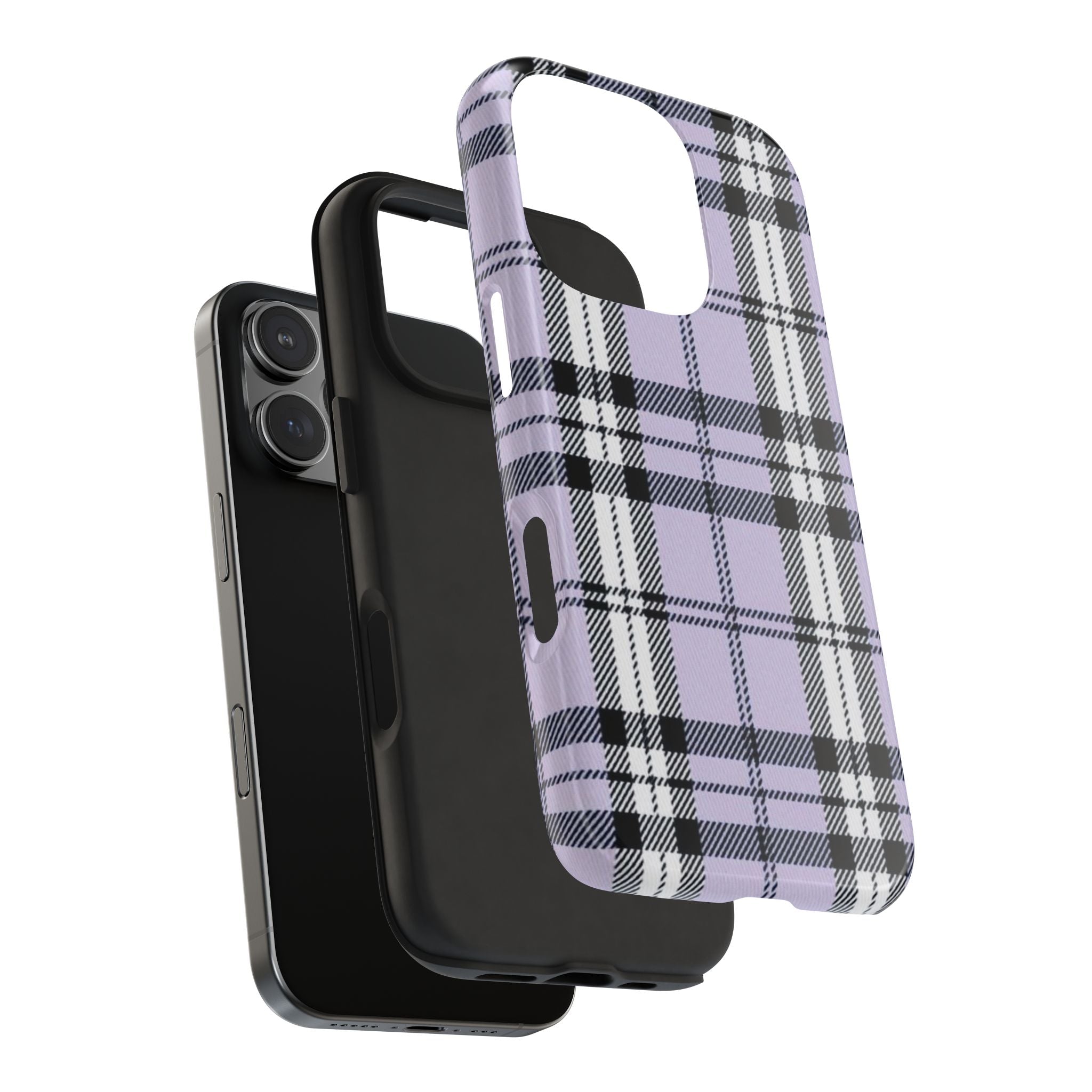 Lavender Light Purple Gingham Plaid Phone Case  - Tough Impact-Resistant Case