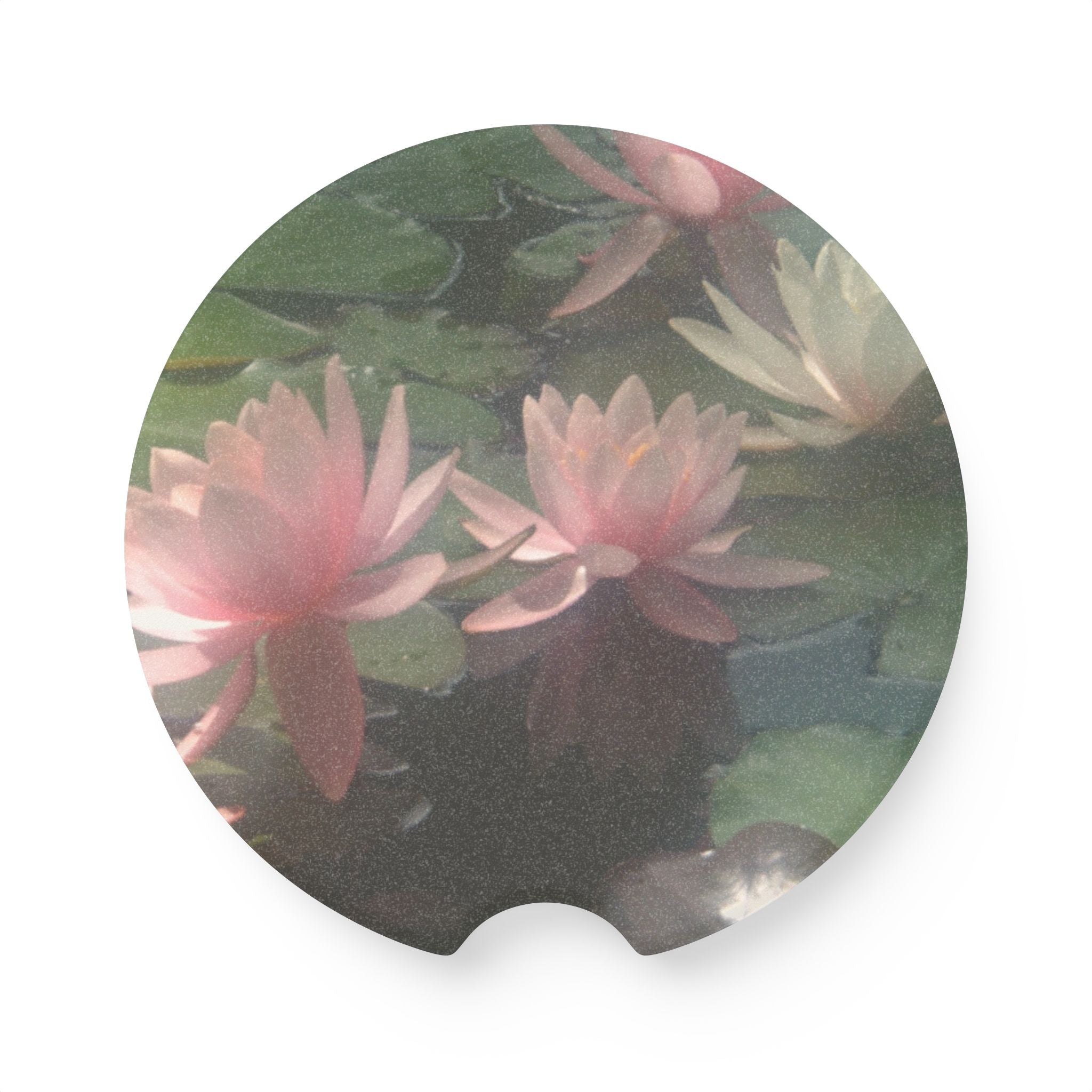 Lotus Flower Lily Pond Car Cupholder Coaster - Made of Soapstone
