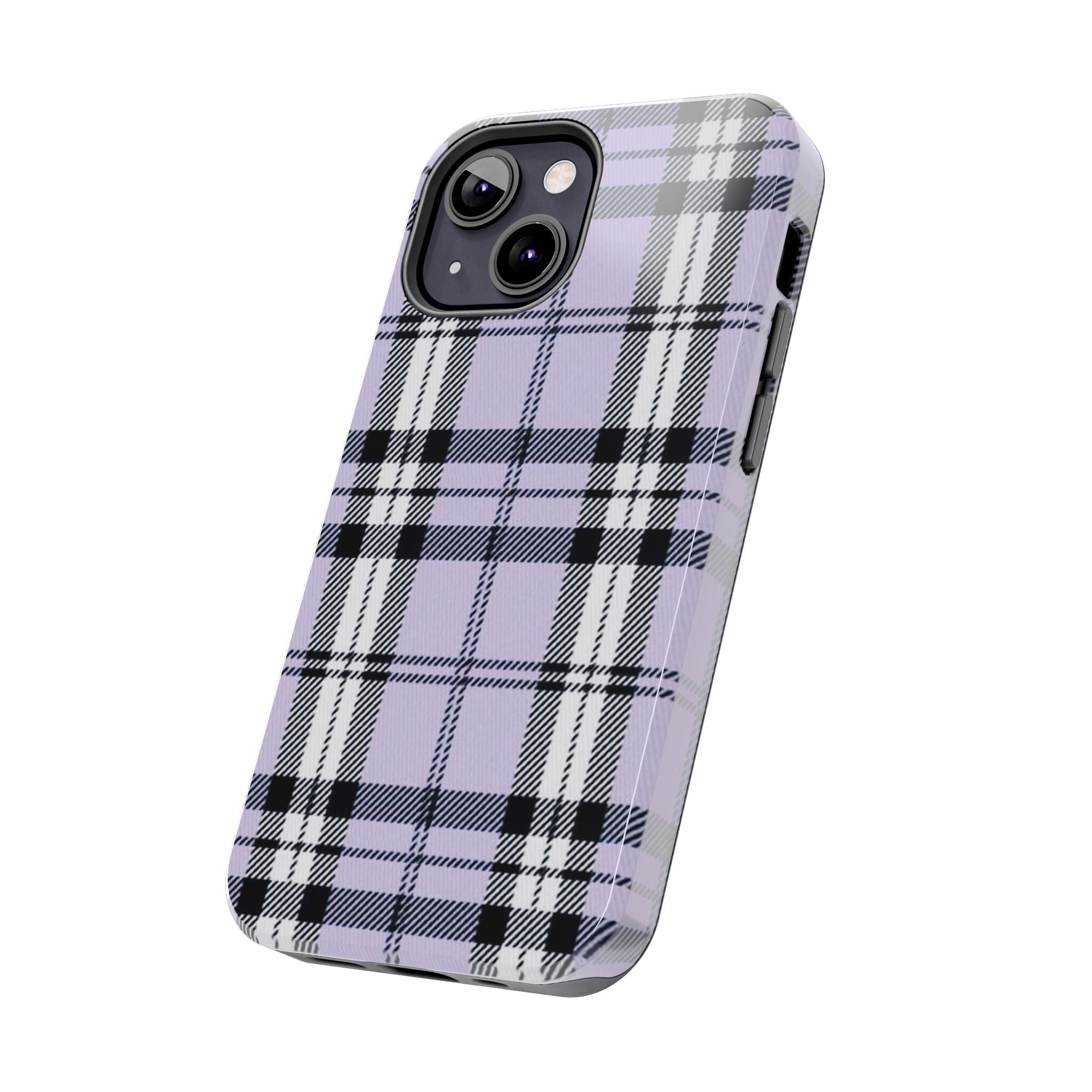 Lavender Light Purple Gingham Plaid Phone Case  - Tough Impact-Resistant Case