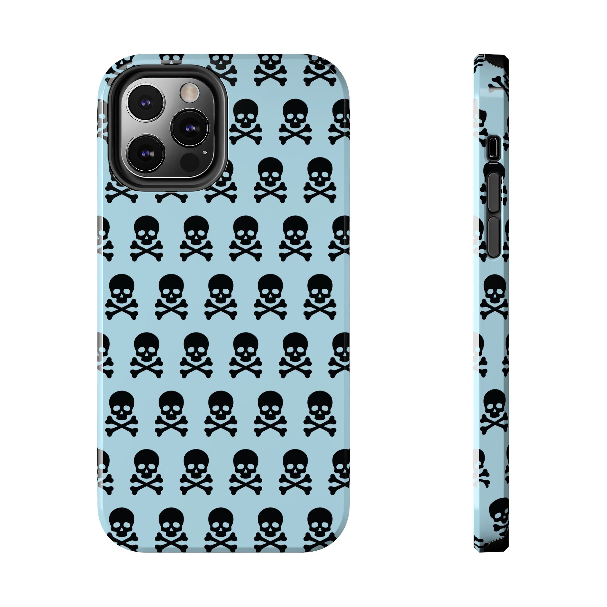 Blue Punk Skull Print Phone Case