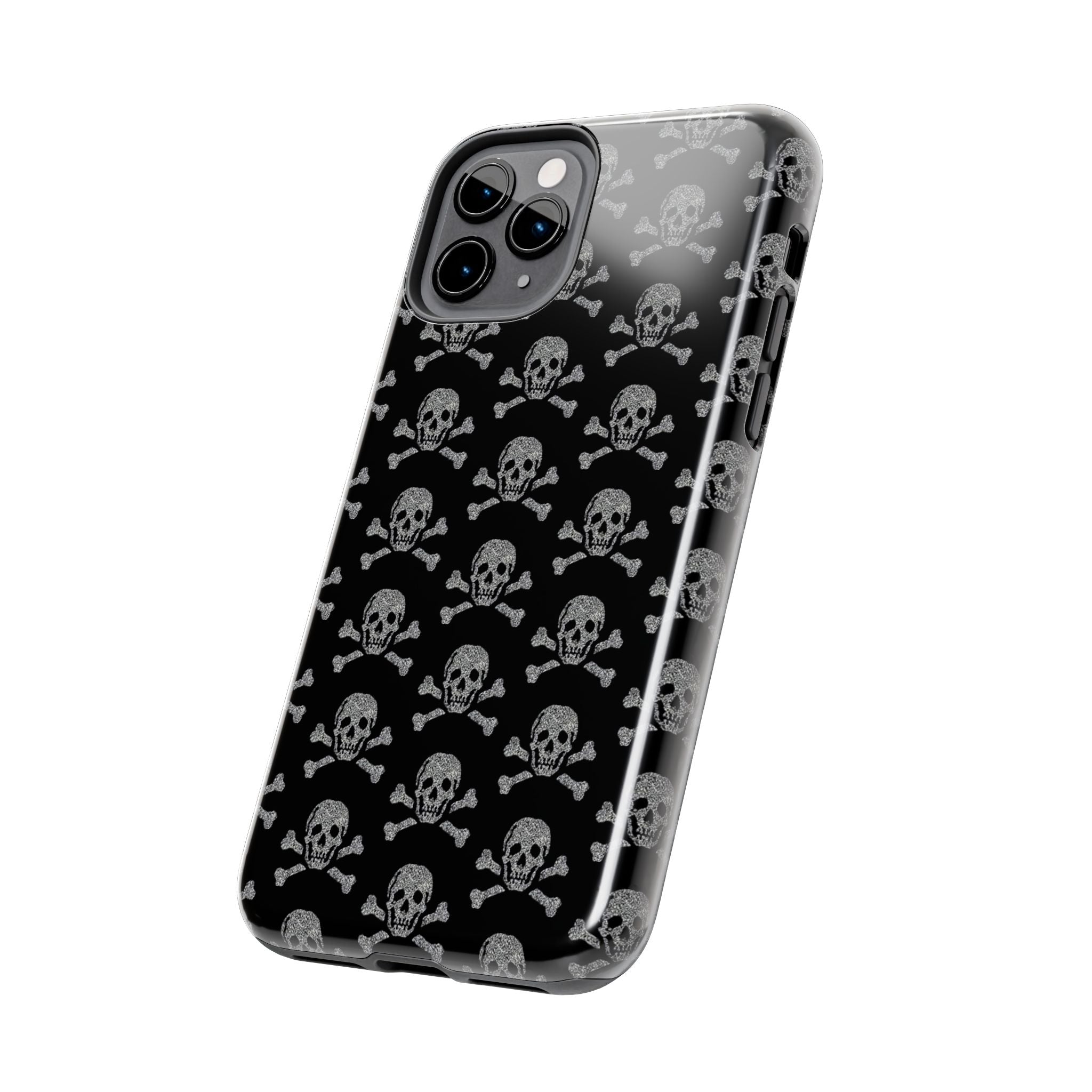 Silver Skull Print Phone Case  - Tough Impact-Resistant Case