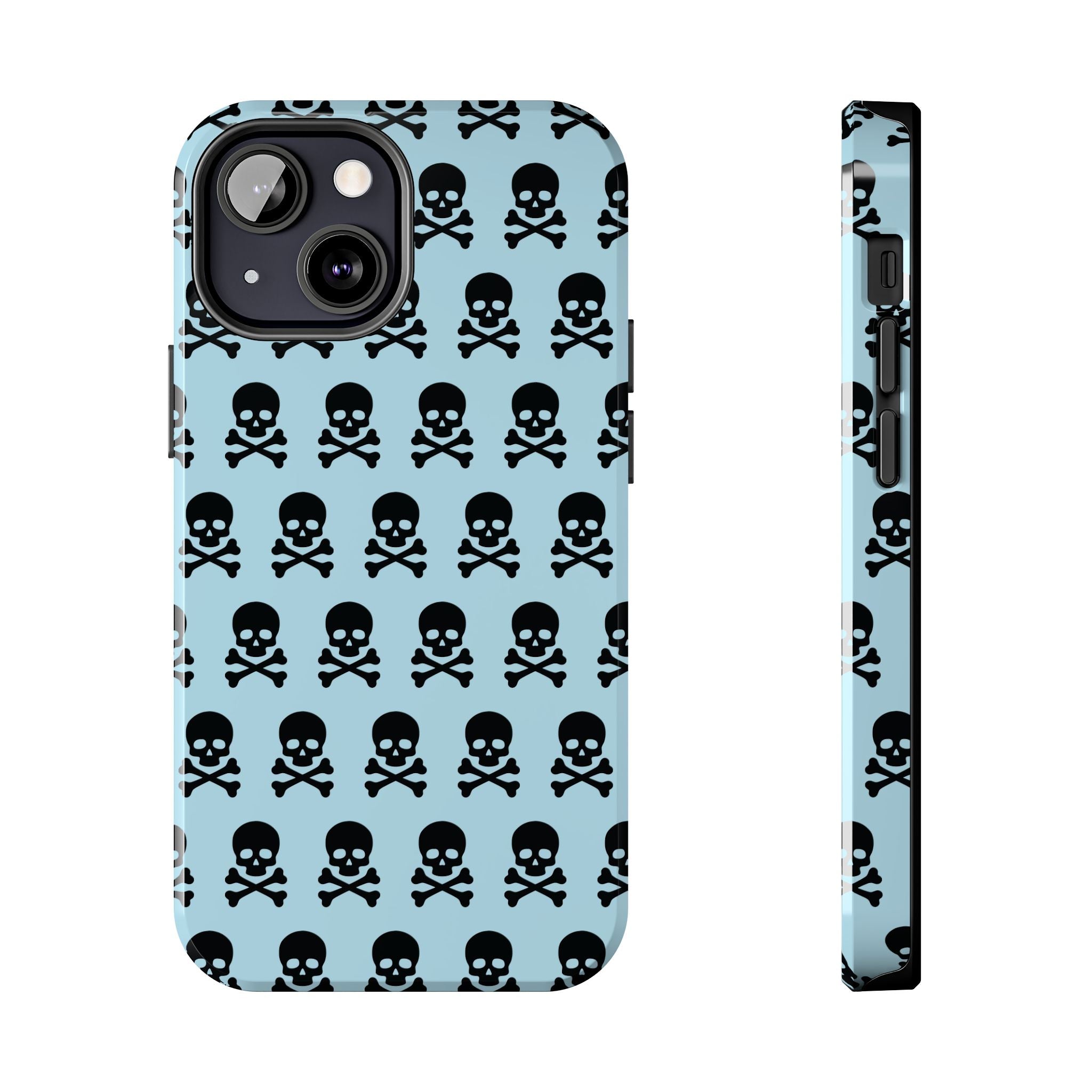 Blue Punk Skull Print Phone Case
