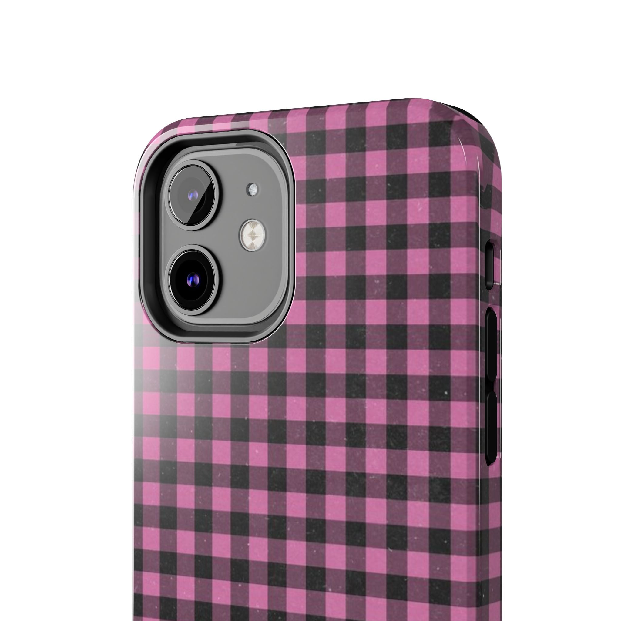 Pink and Black Faded Gingham Plaid Phone Case