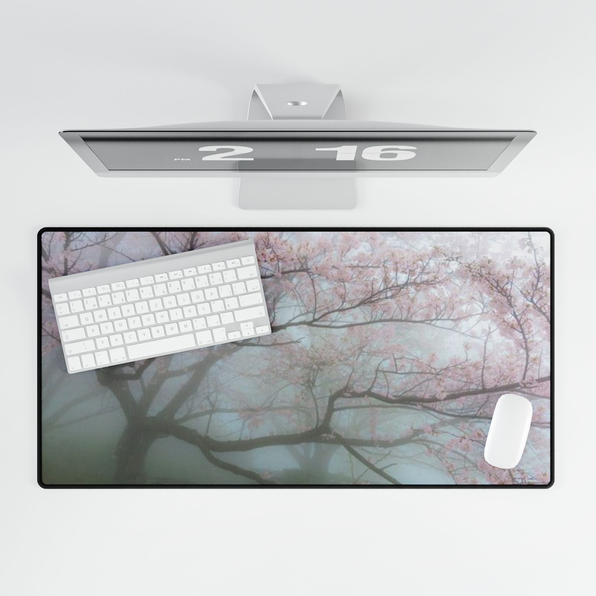 Foggy Cherry Blossom Mouse Pad — Large Non Slip Desk Mat