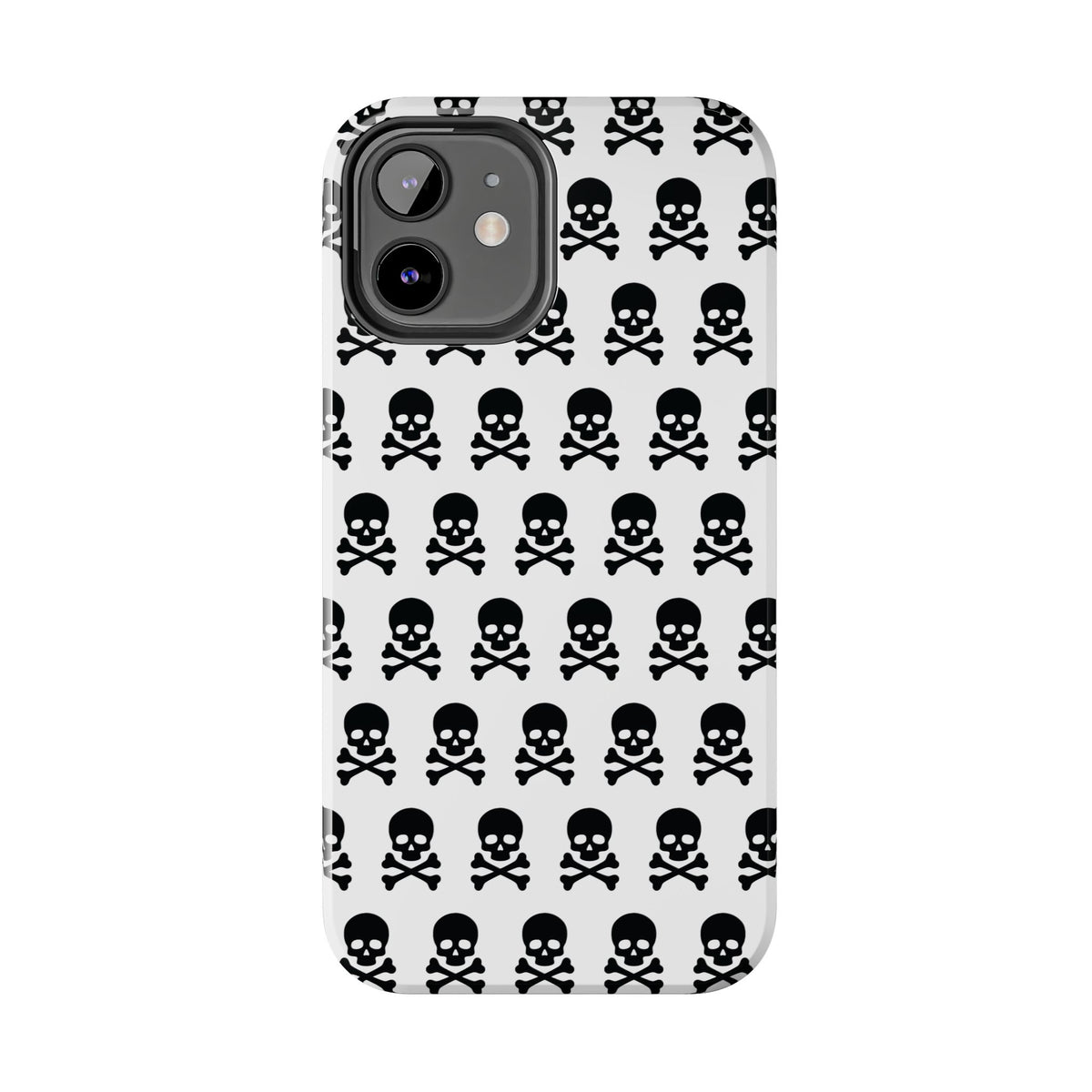 White Punk Skull Print Phone Case