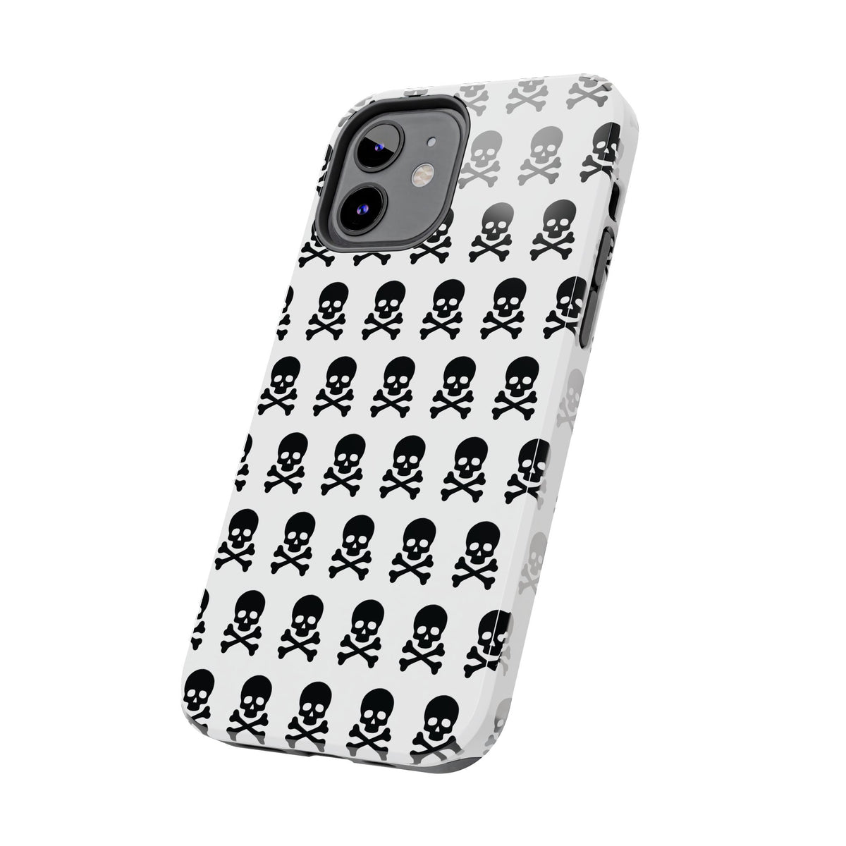 White Punk Skull Print Phone Case