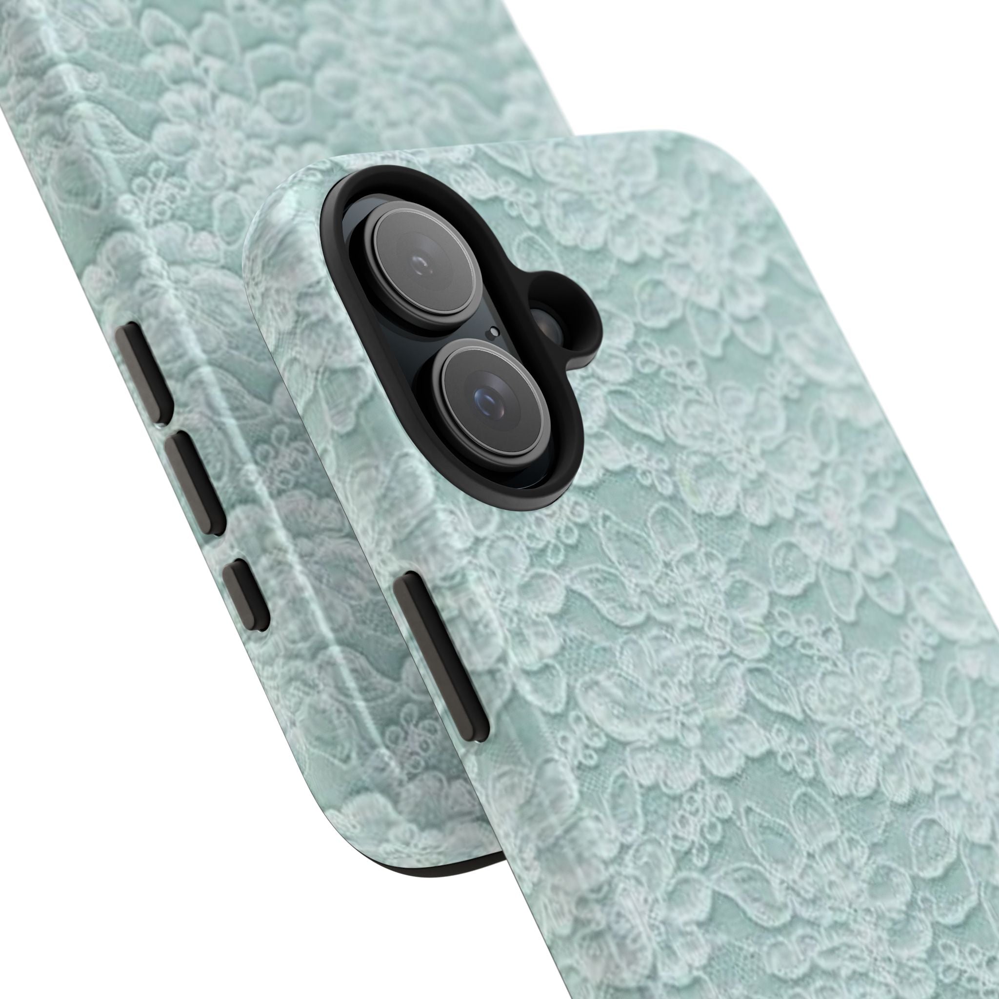 Teal Light Blue Lace Print Pattern Phone Case