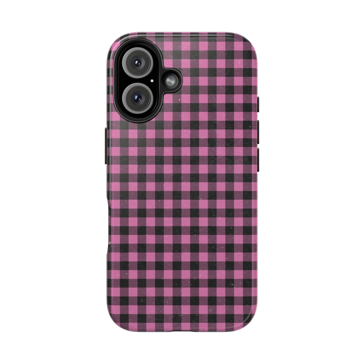 Pink and Black Faded Gingham Plaid Phone Case