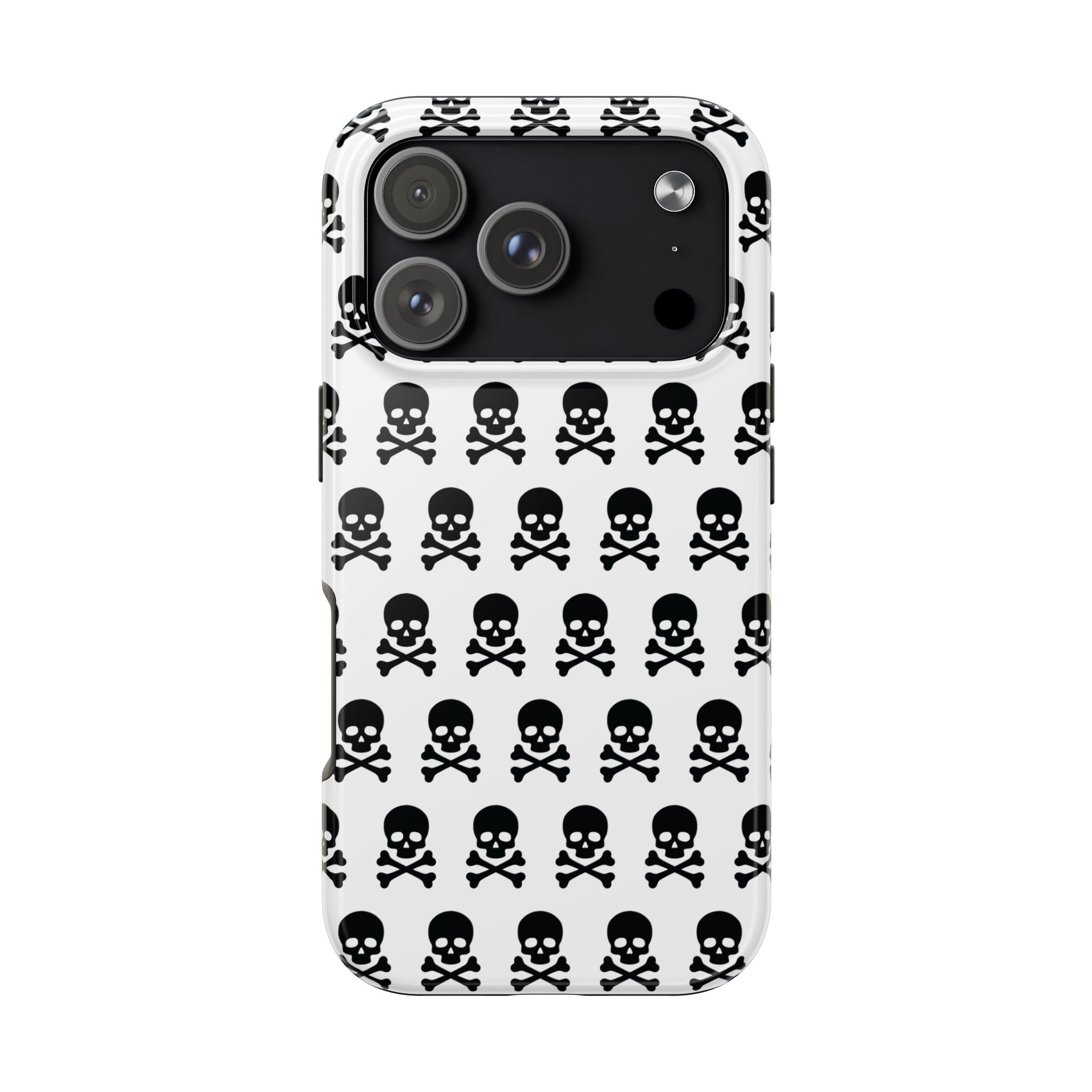 White Punk Skull Print Phone Case