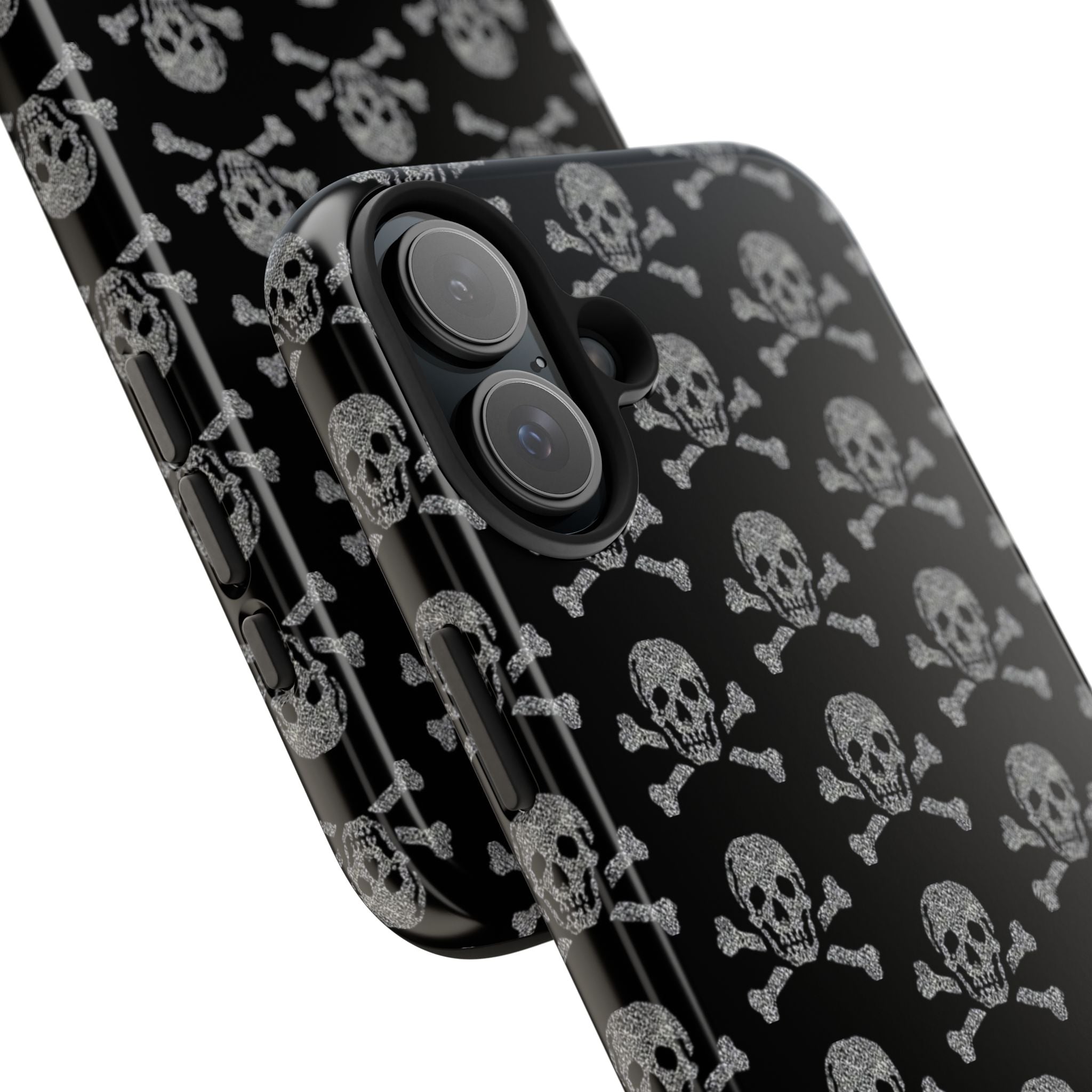 Silver Skull Print Phone Case  - Tough Impact-Resistant Case