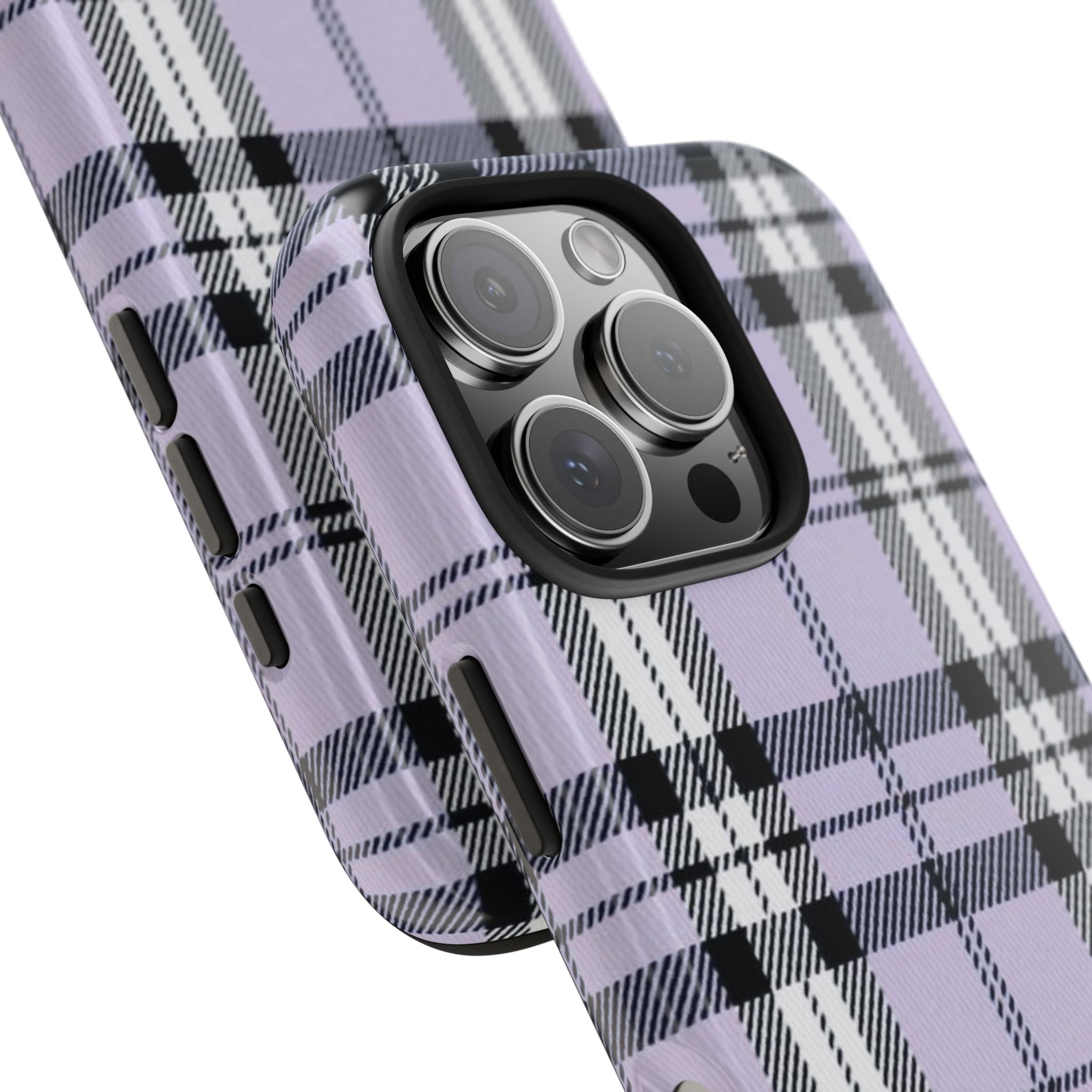 Lavender Light Purple Gingham Plaid Phone Case  - Tough Impact-Resistant Case