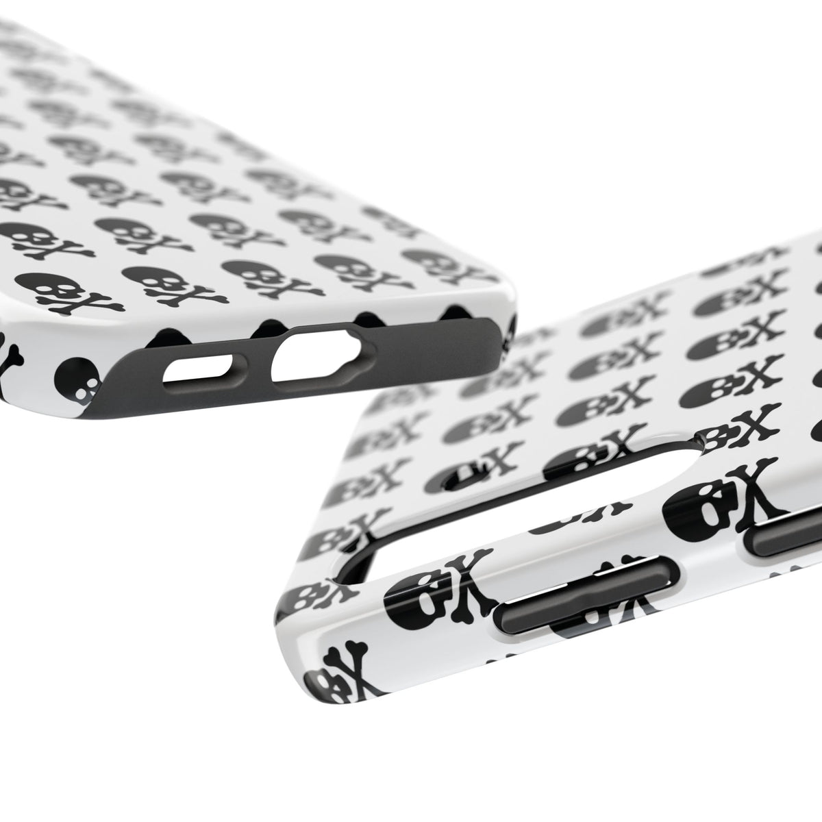 White Punk Skull Print Phone Case