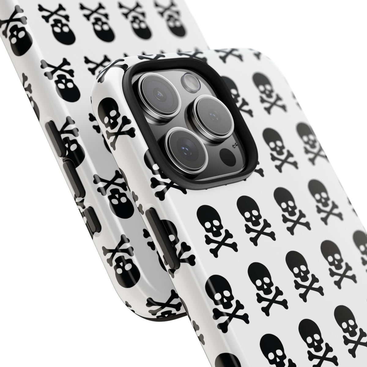White Punk Skull Print Phone Case