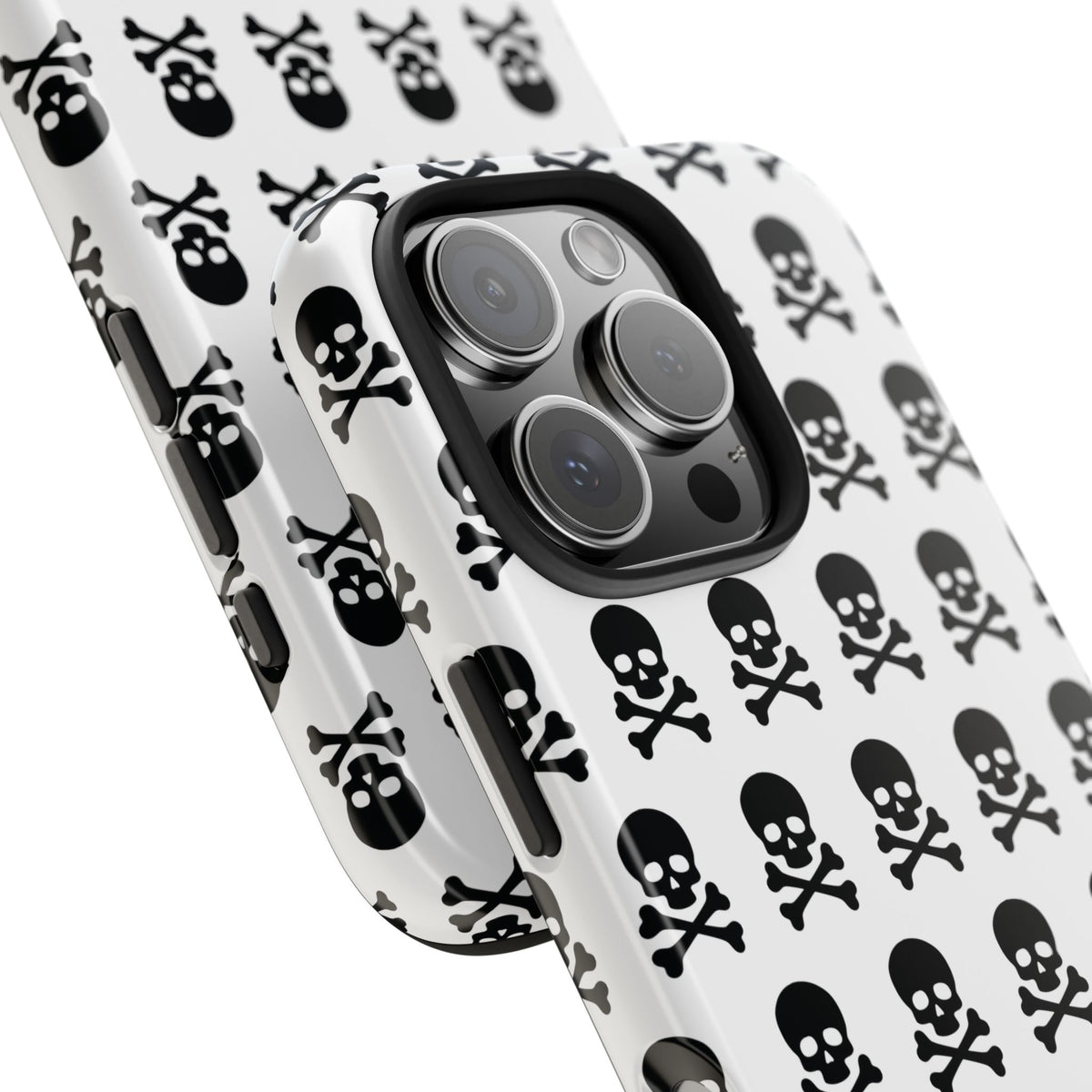 White Punk Skull Print Phone Case