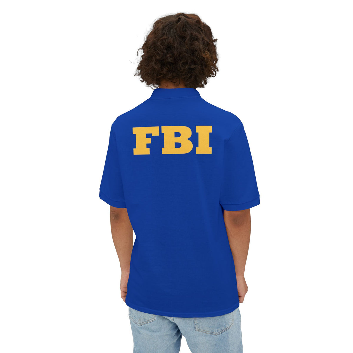 FBI Custom Halloween Polo Shirt Badge Logos on Front and Back - Men's Piqué Polo