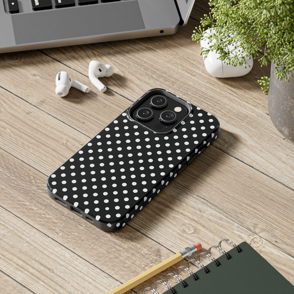 Black and White Polka Dot Phone Case  - Tough Impact-Resistant Case