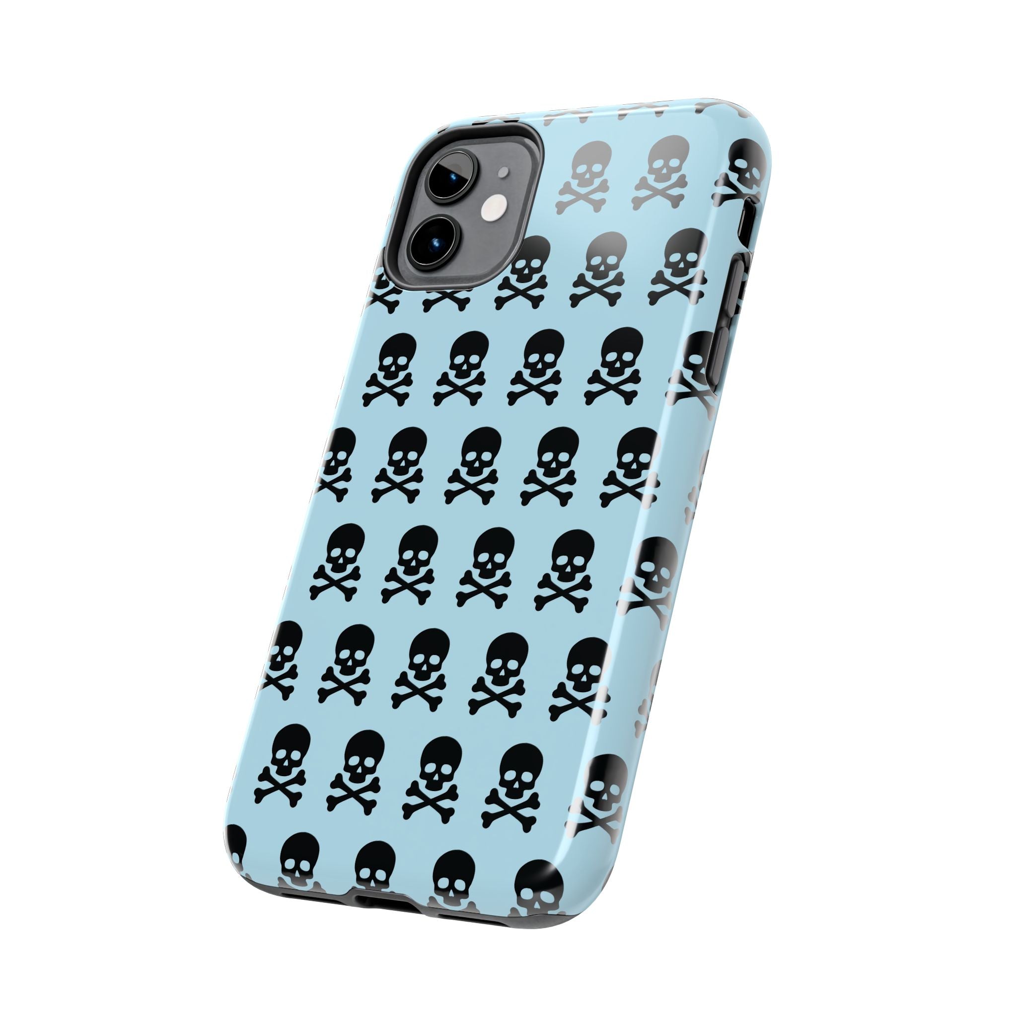Blue Punk Skull Print Phone Case