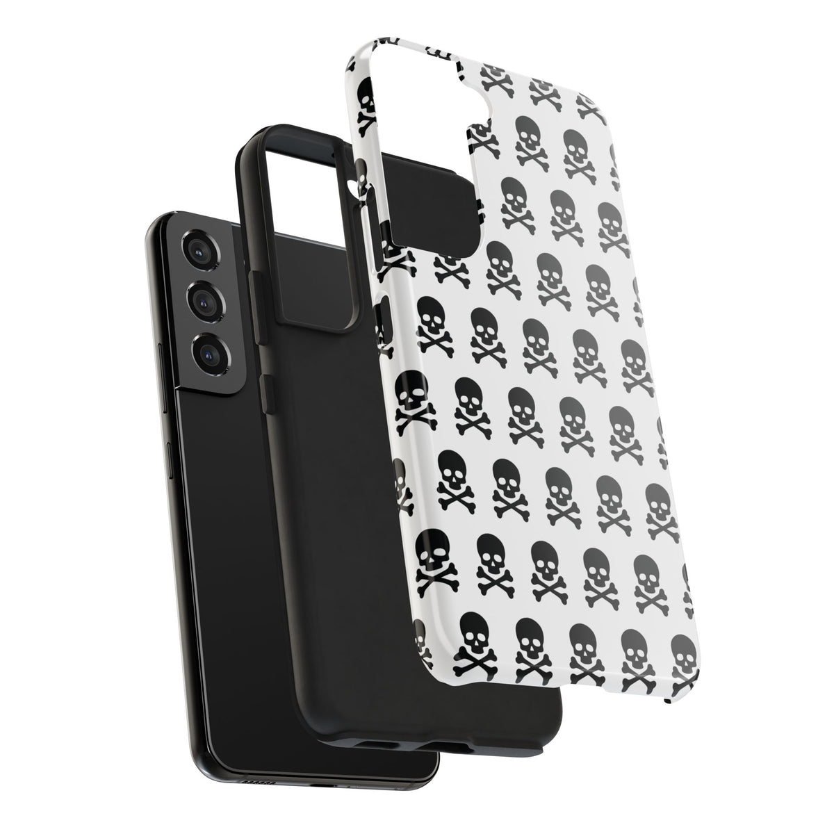 White Punk Skull Print Phone Case