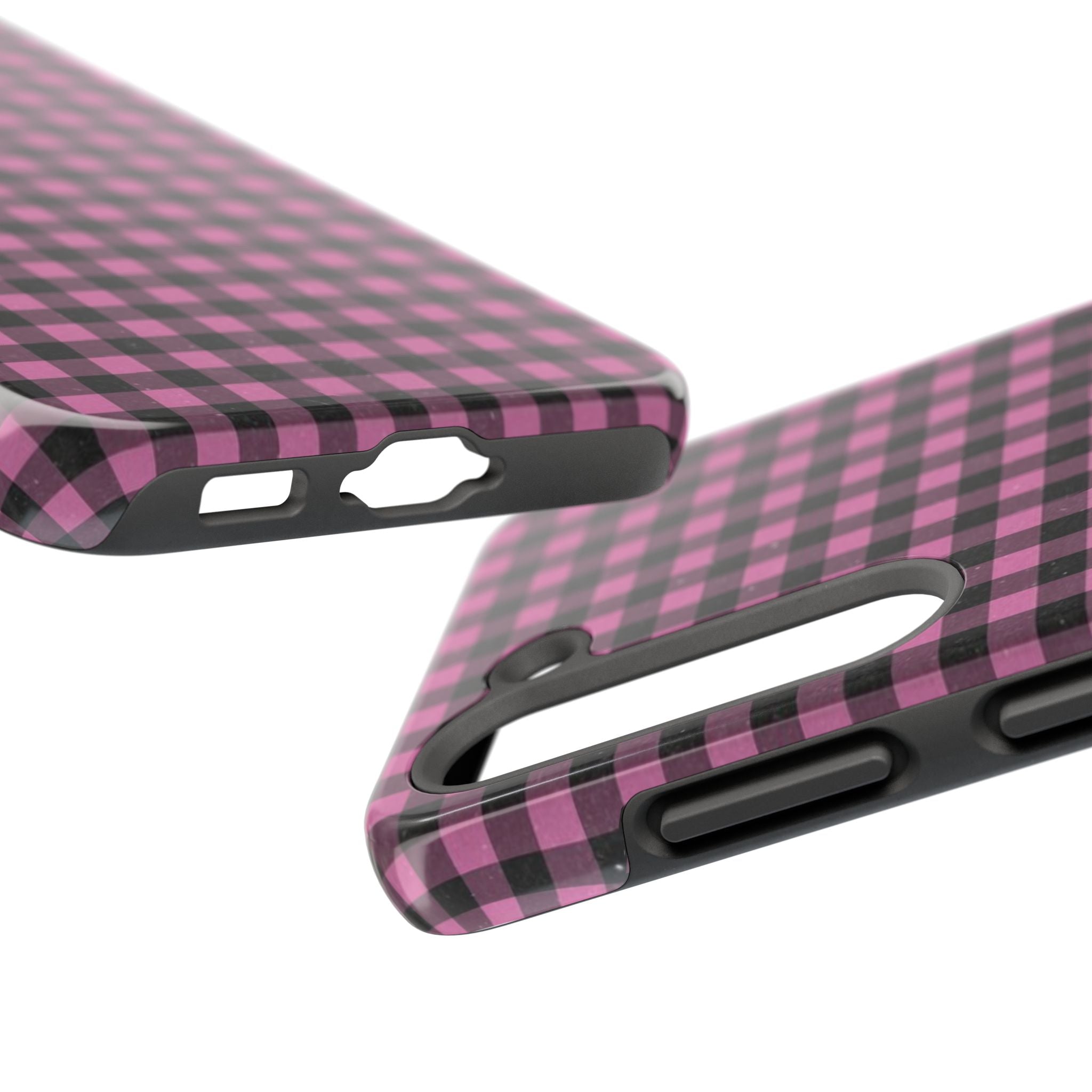 Pink and Black Faded Gingham Plaid Phone Case