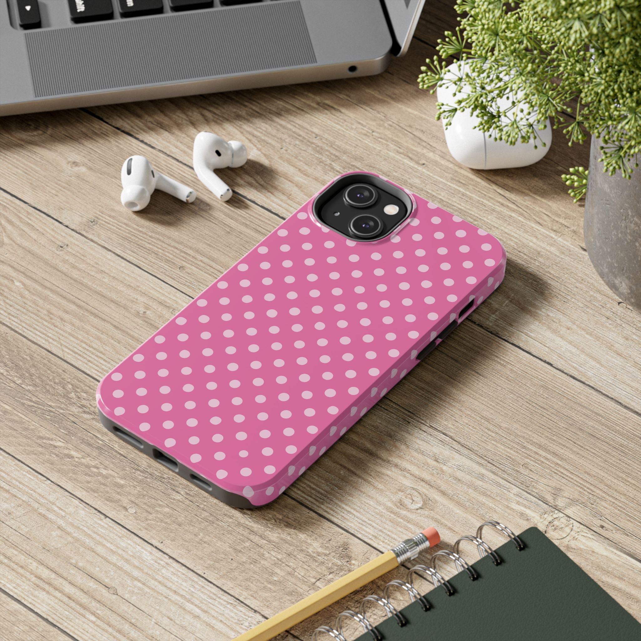 Pink on Pink Polka Dot Phone Case  - Tough Impact-Resistant Case