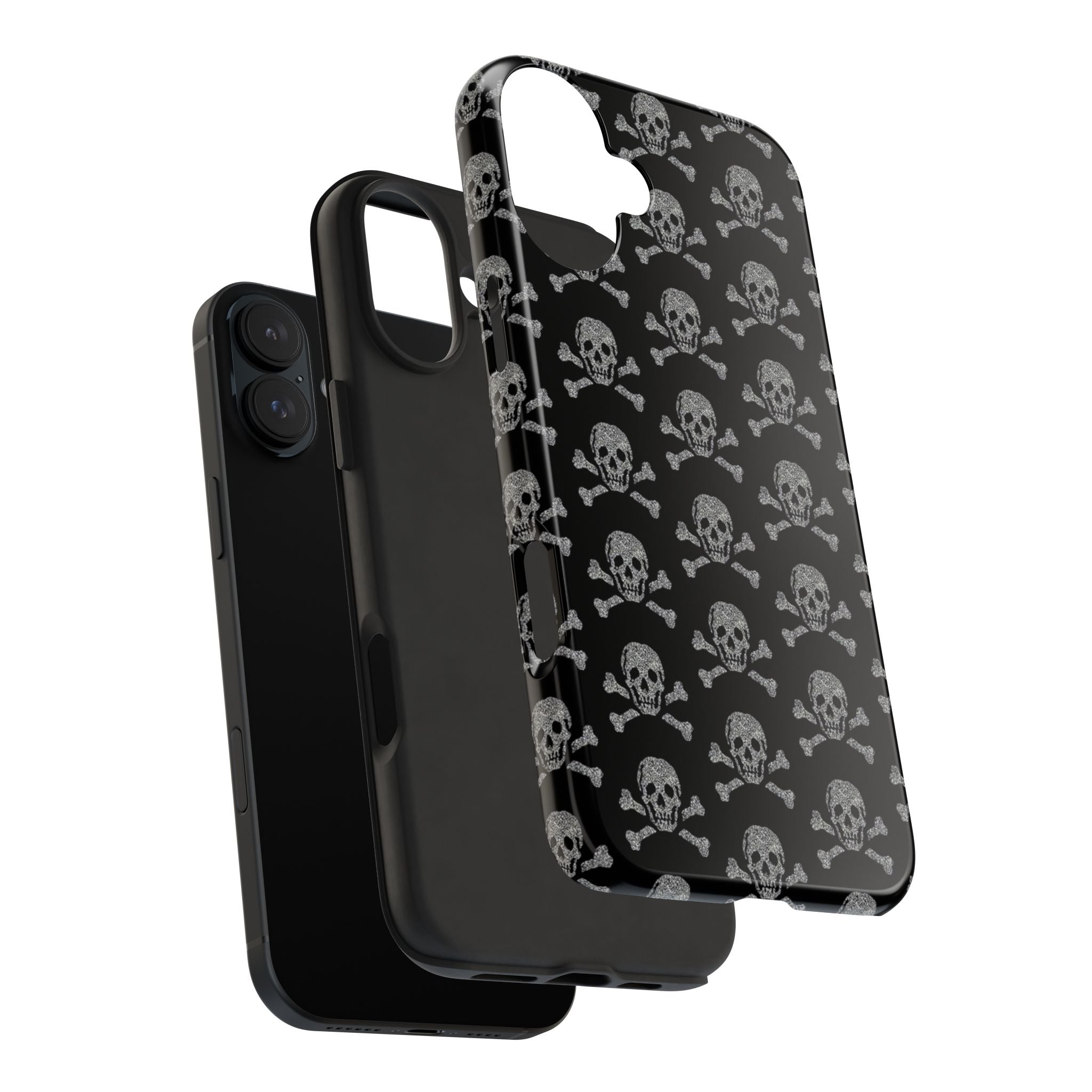 Silver Skull Print Phone Case  - Tough Impact-Resistant Case